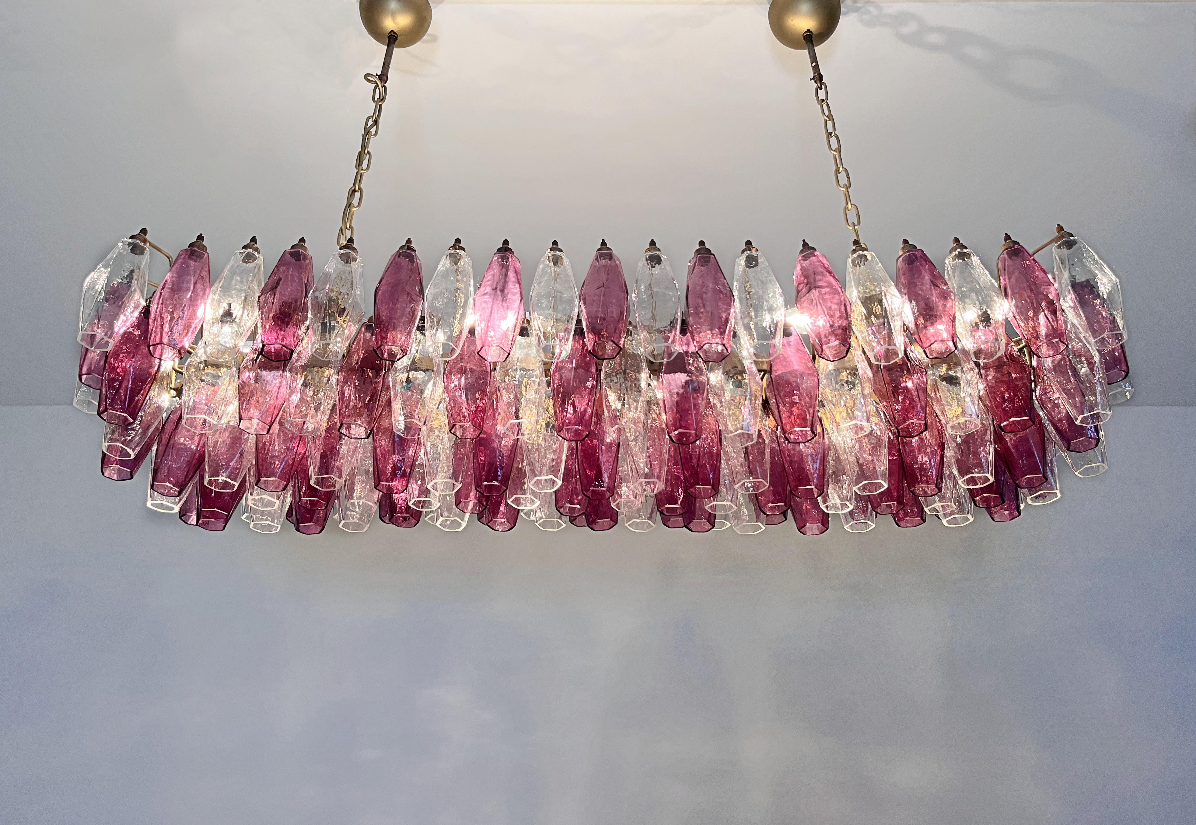 Elegant Murano Poliedri Chandelier - Carlo Scarpa - 138 amethyst/clear glasses in vendita 8