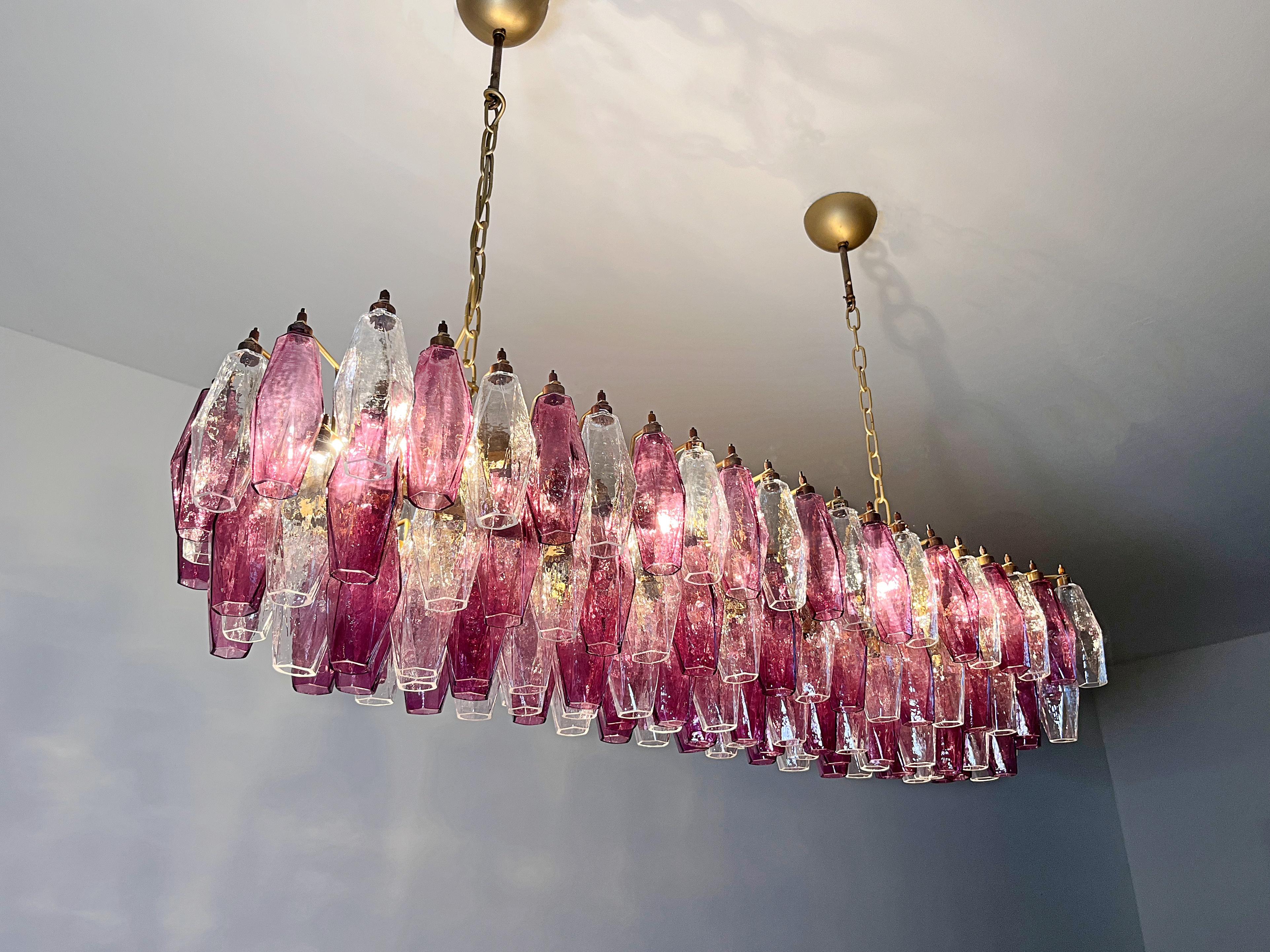 Elegant Murano Poliedri Chandelier - Carlo Scarpa - 138 amethyst/clear glasses in vendita 9