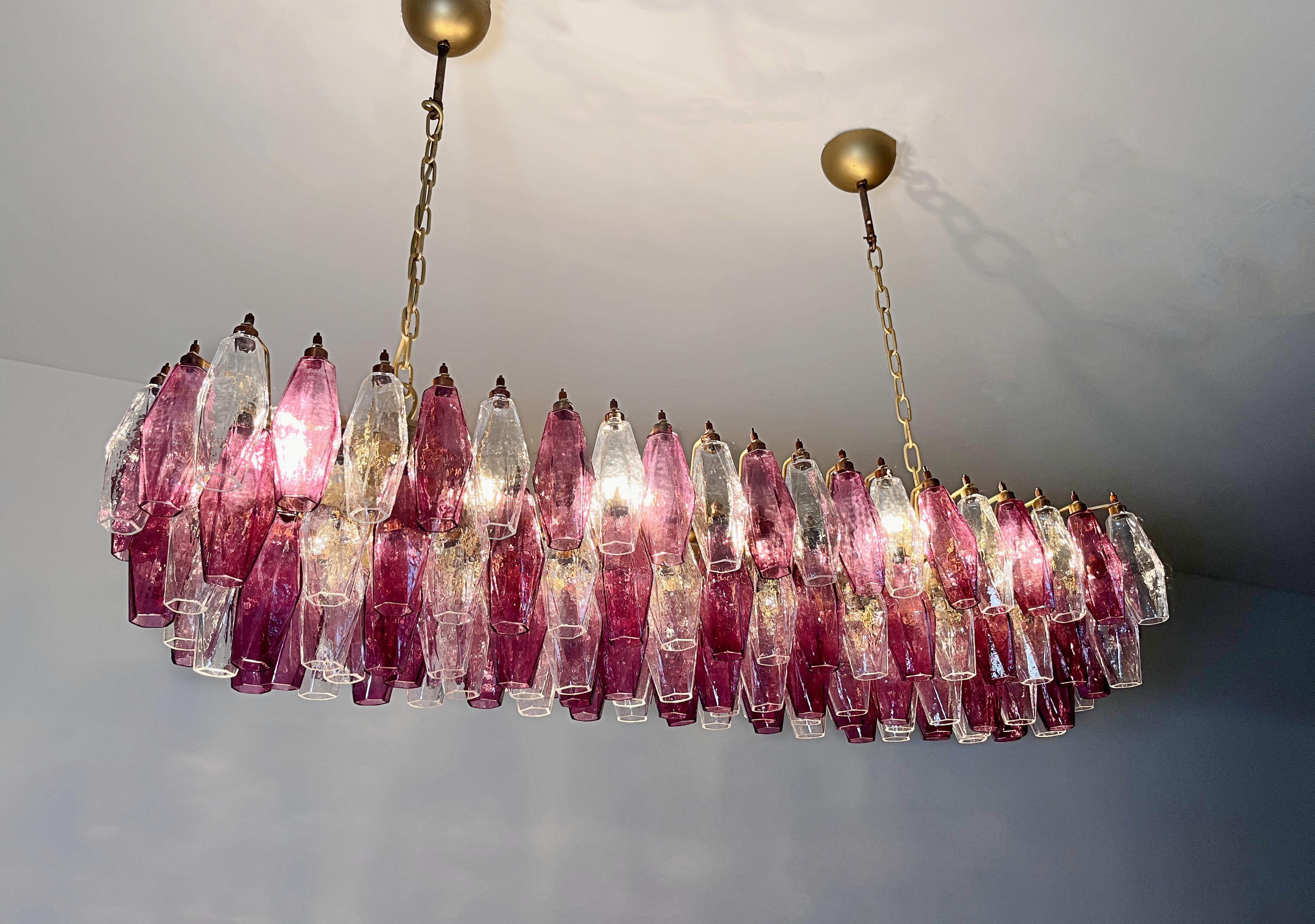 Elegant Murano Poliedri Chandelier - Carlo Scarpa - 138 amethyst/clear glasses in vendita 10