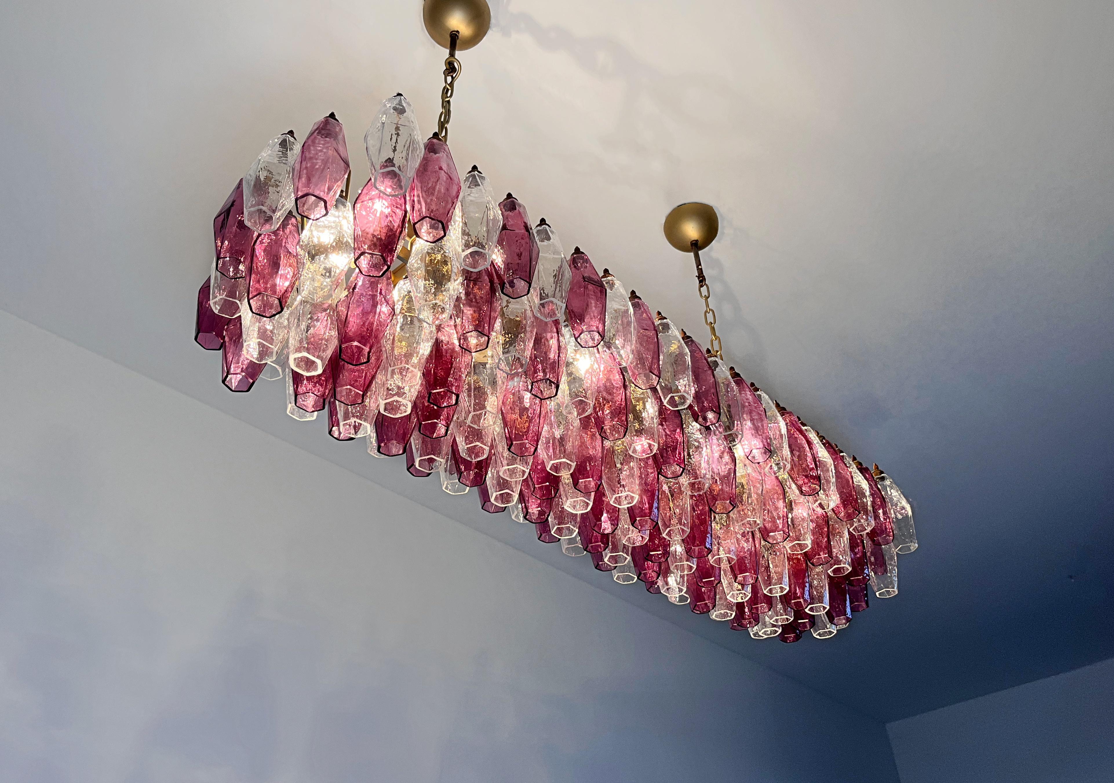 Elegant Murano Poliedri Chandelier - Carlo Scarpa - 138 amethyst/clear glasses in vendita 11