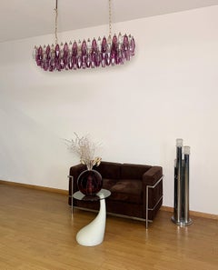 Elegant Murano Poliedri Chandelier - Carlo Scarpa - 138 amethyst/clear glasses