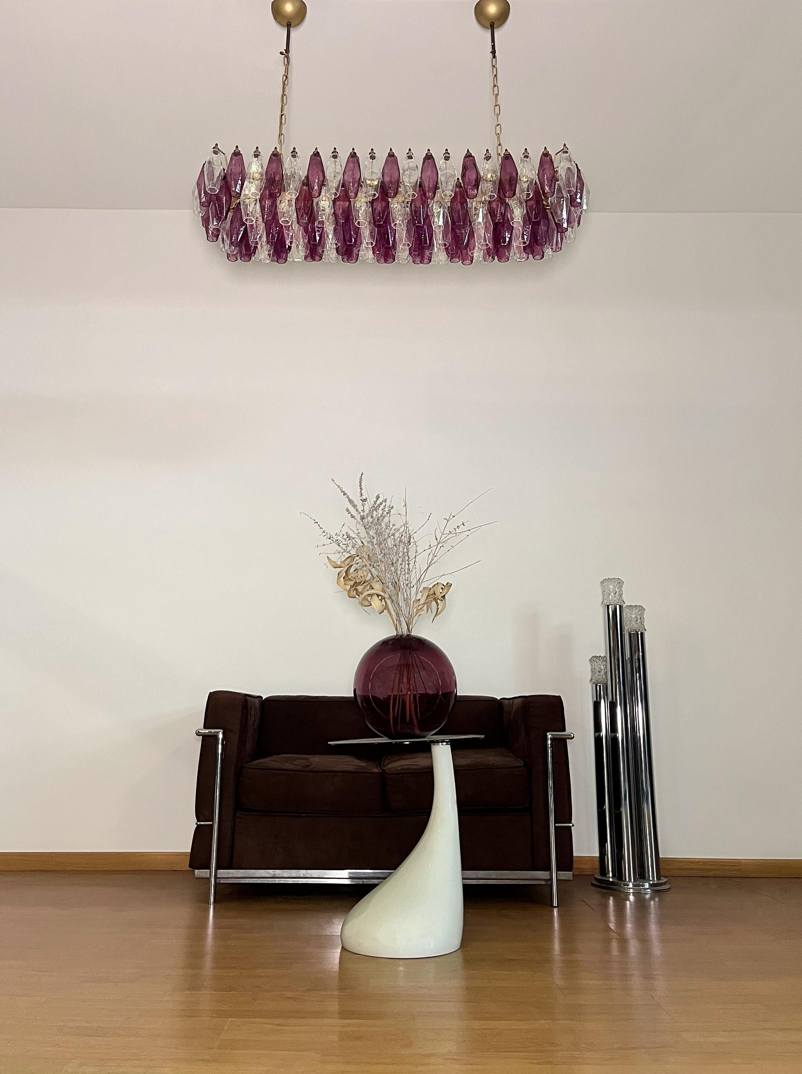 Mid-Century moderno Elegant Murano Poliedri Chandelier - Carlo Scarpa - 138 amethyst/clear glasses in vendita