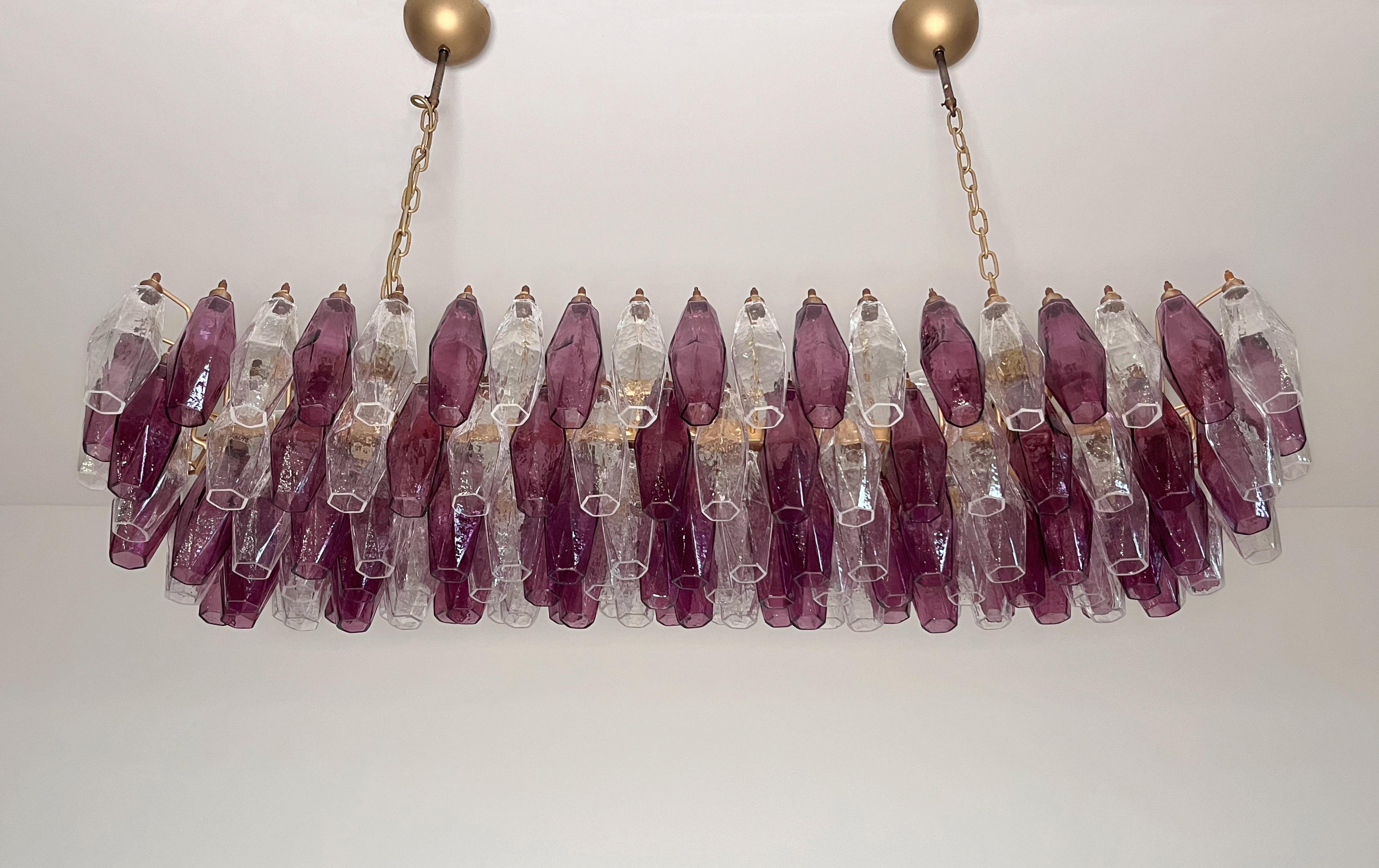 Elegant Murano Poliedri Chandelier - Carlo Scarpa - 138 amethyst/clear glasses In condizioni buone in vendita a Gaiarine Frazione Francenigo (TV), IT