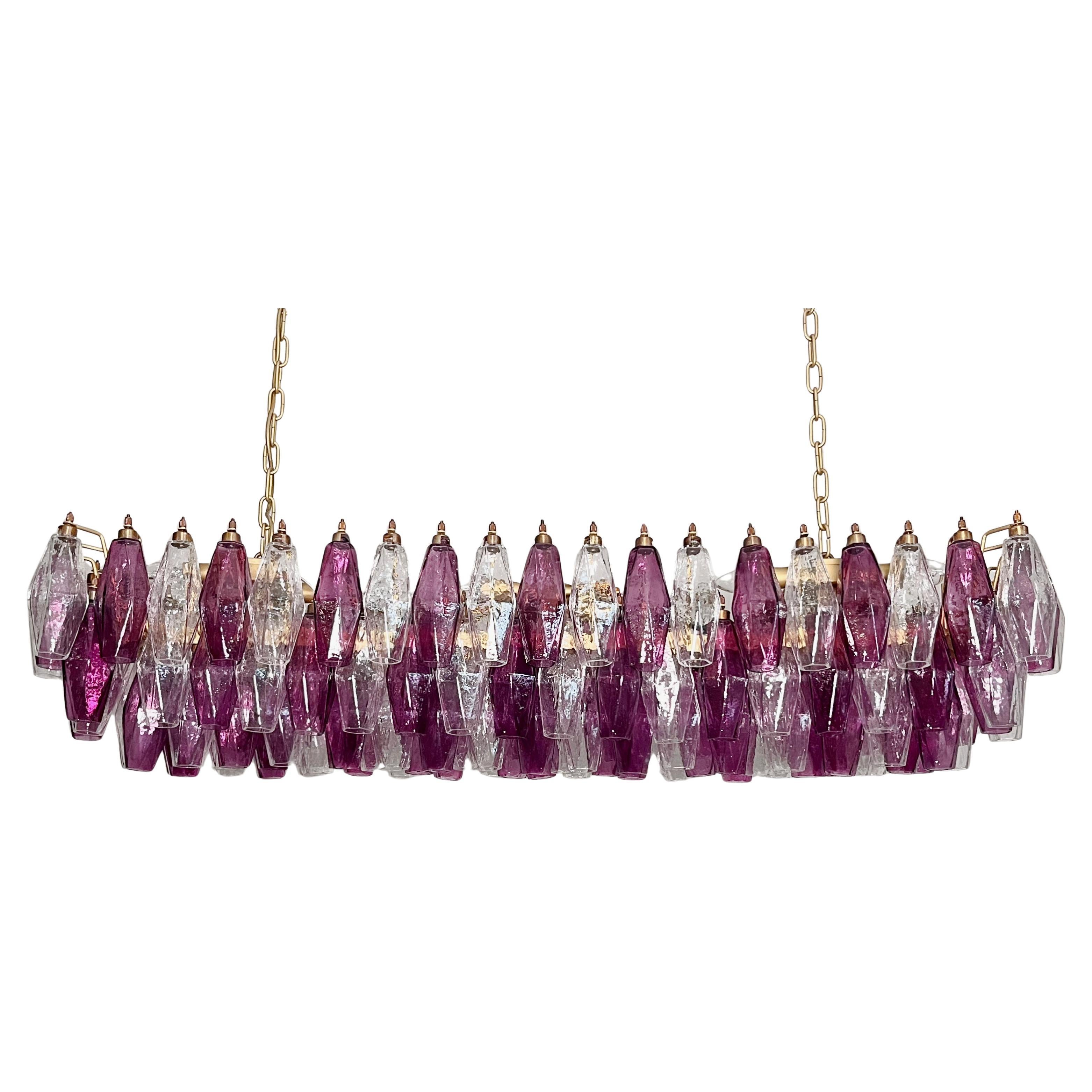 Elégant lustre Murano Poliedri - Carlo Scarpa - 138 améthyste/verres claires