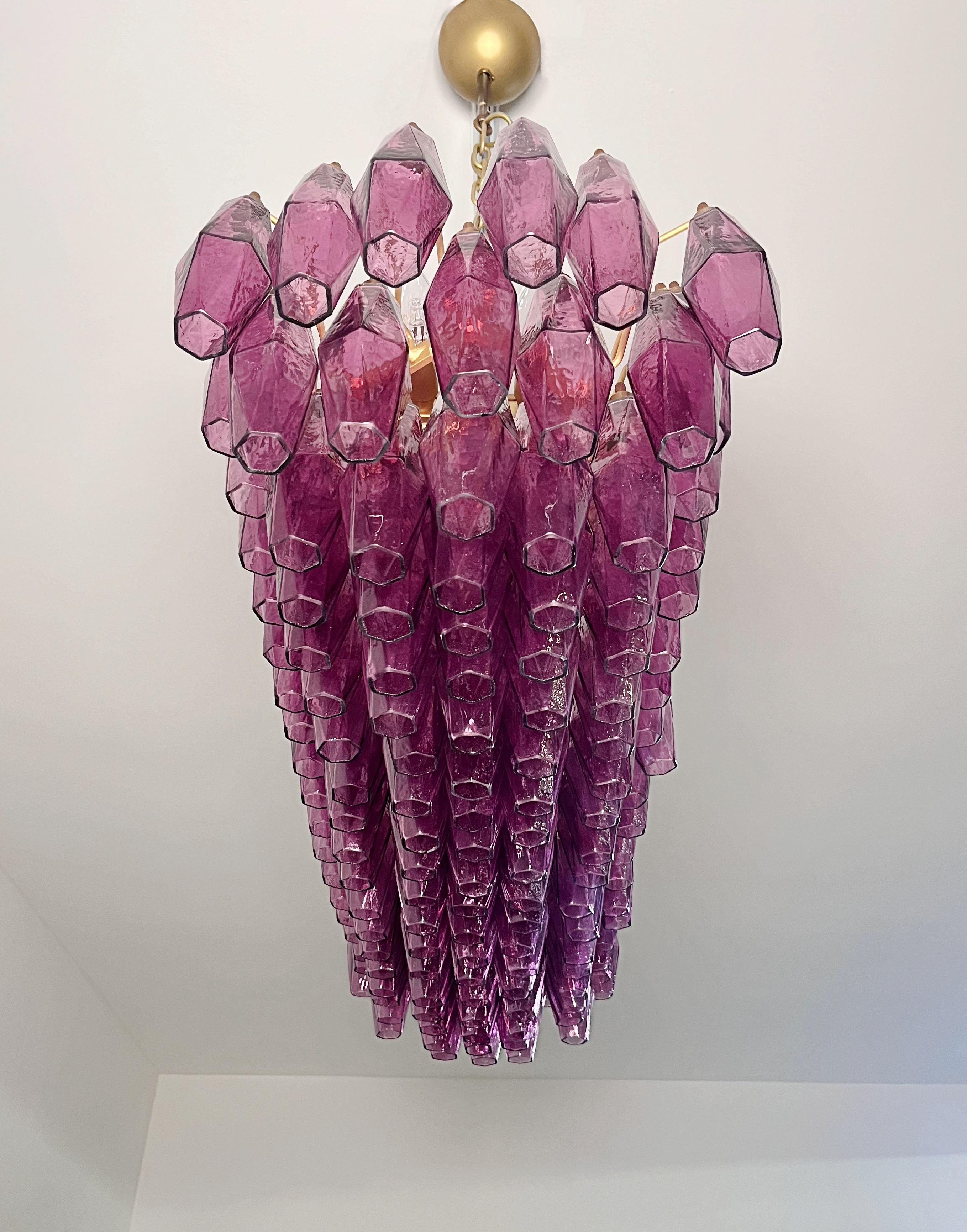 Elegant Murano Poliedri Chandelier - Carlo Scarpa - 138 amethyst glasses 2