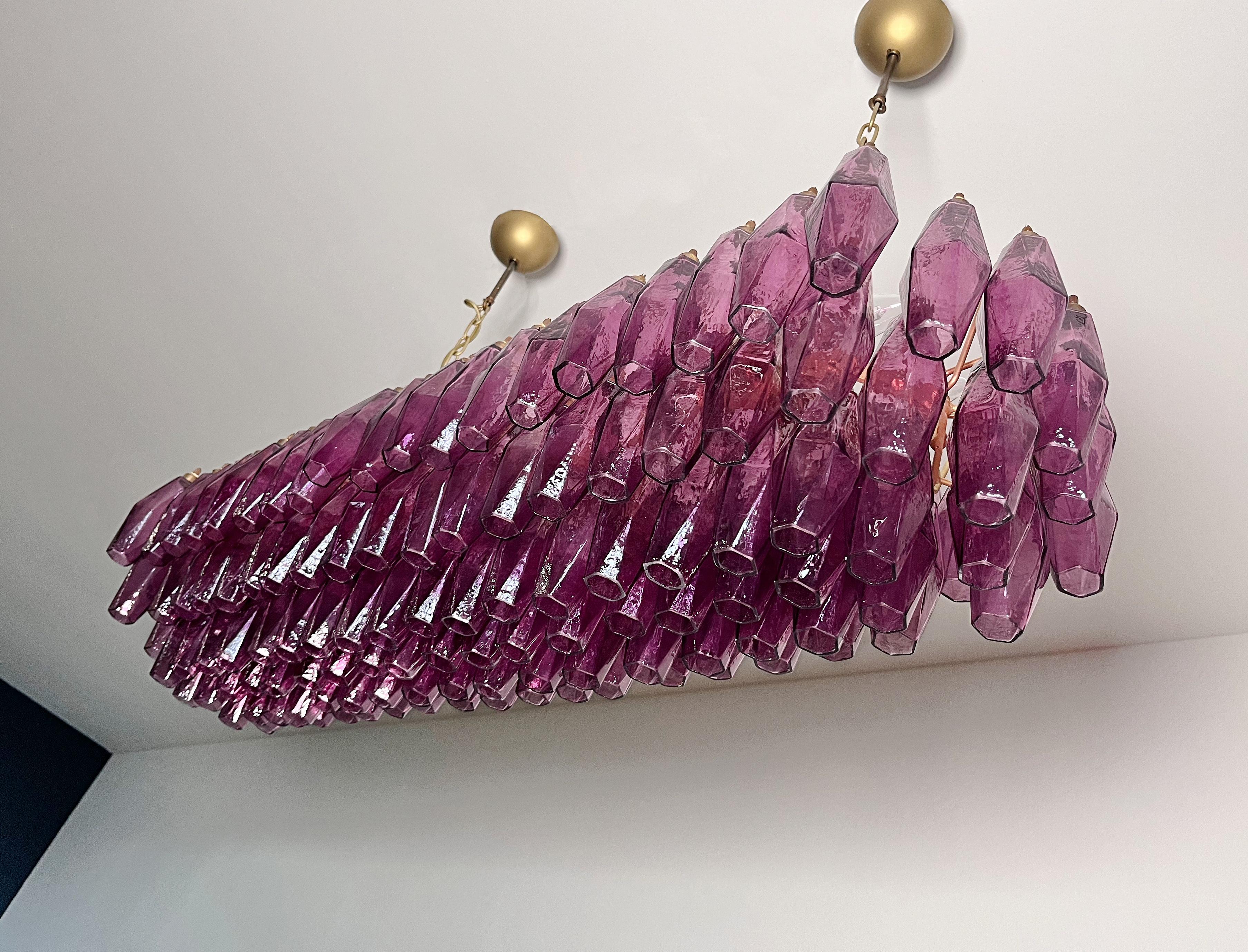 Elegant Murano Poliedri Chandelier - Carlo Scarpa - 138 amethyst glasses 3