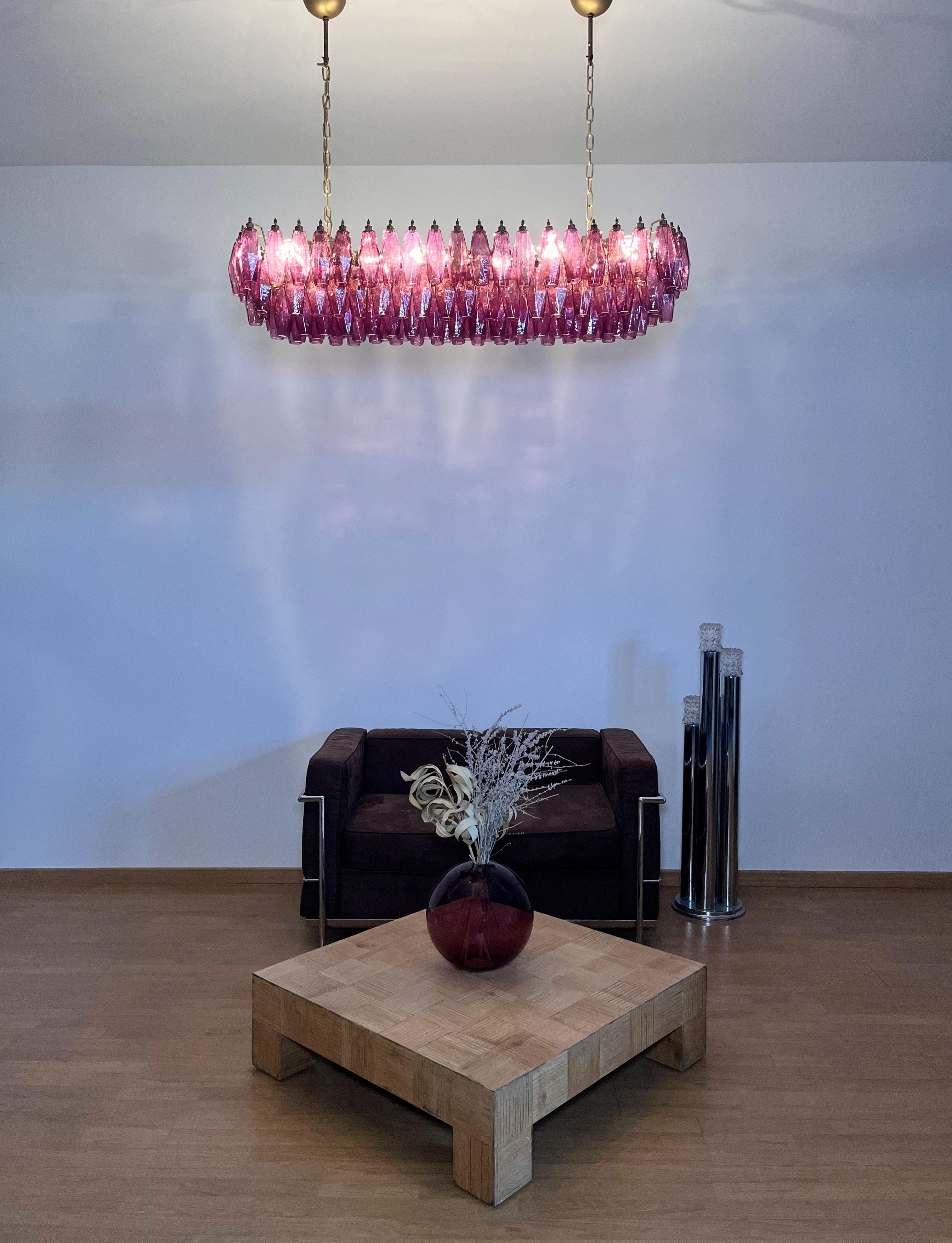 Elegant Murano Poliedri Chandelier - Carlo Scarpa - 138 amethyst glasses 4