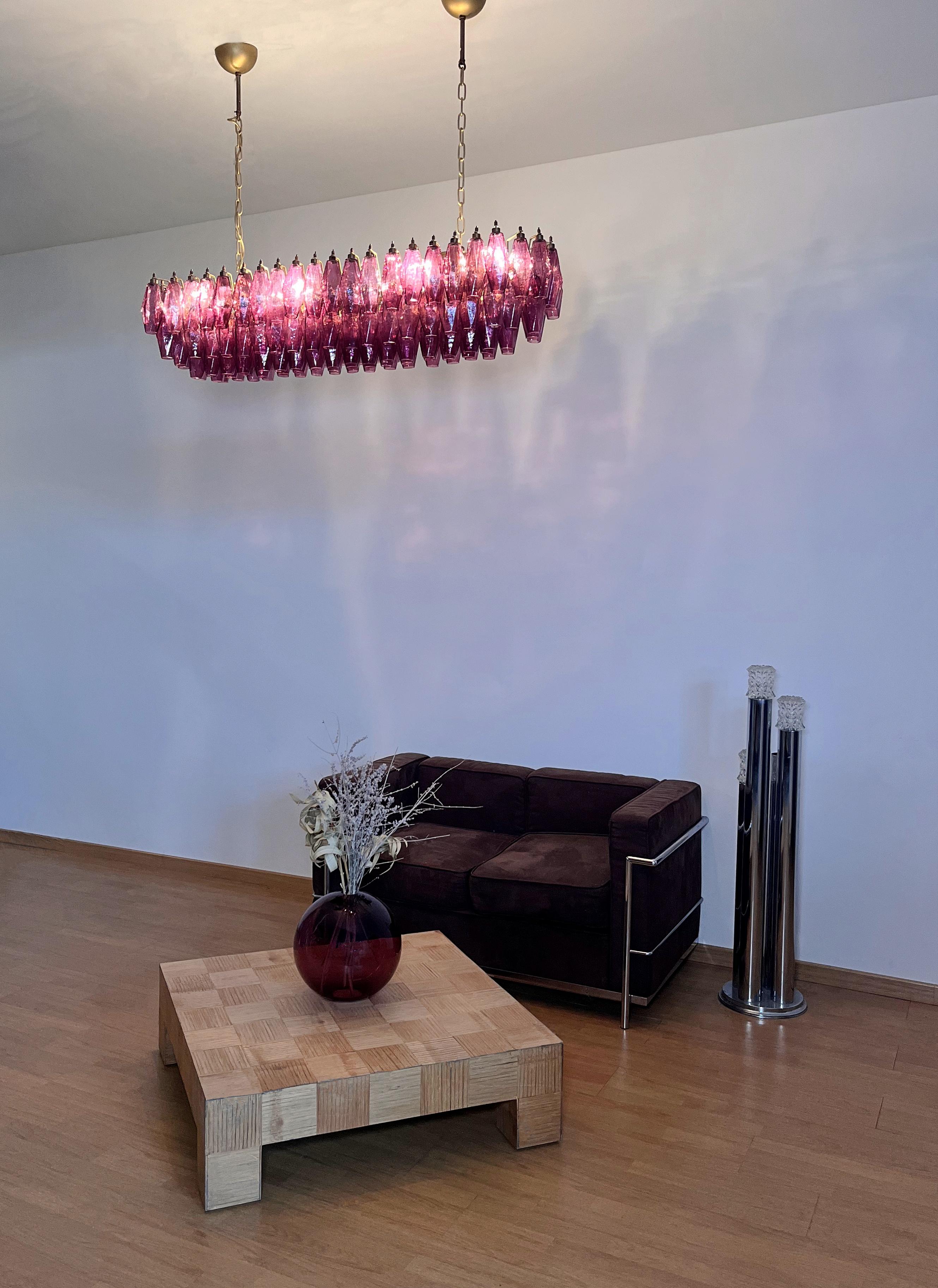 Elegant Murano Poliedri Chandelier - Carlo Scarpa - 138 amethyst glasses 5