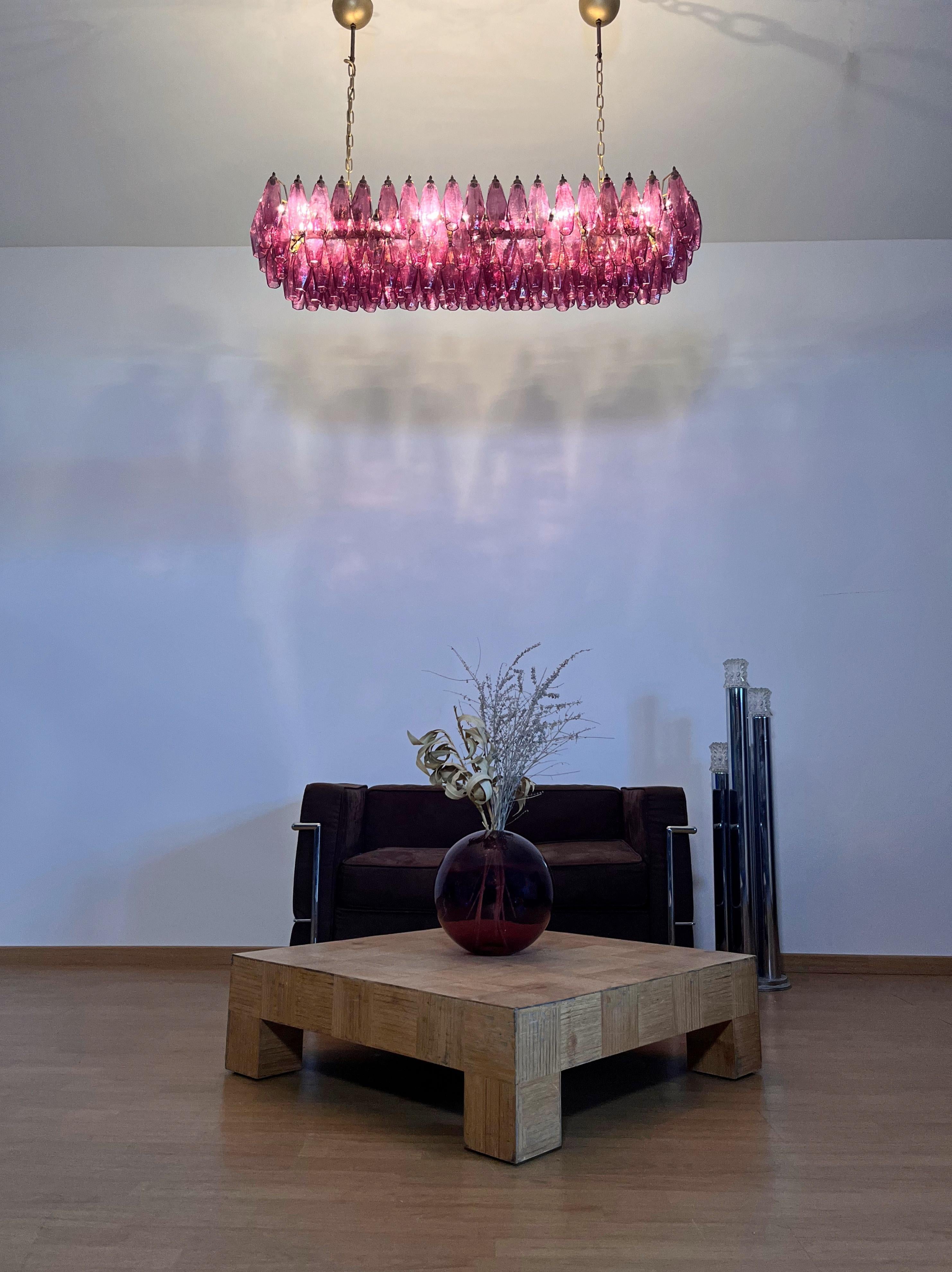 Elegant Murano Poliedri Chandelier - Carlo Scarpa - 138 amethyst glasses 6
