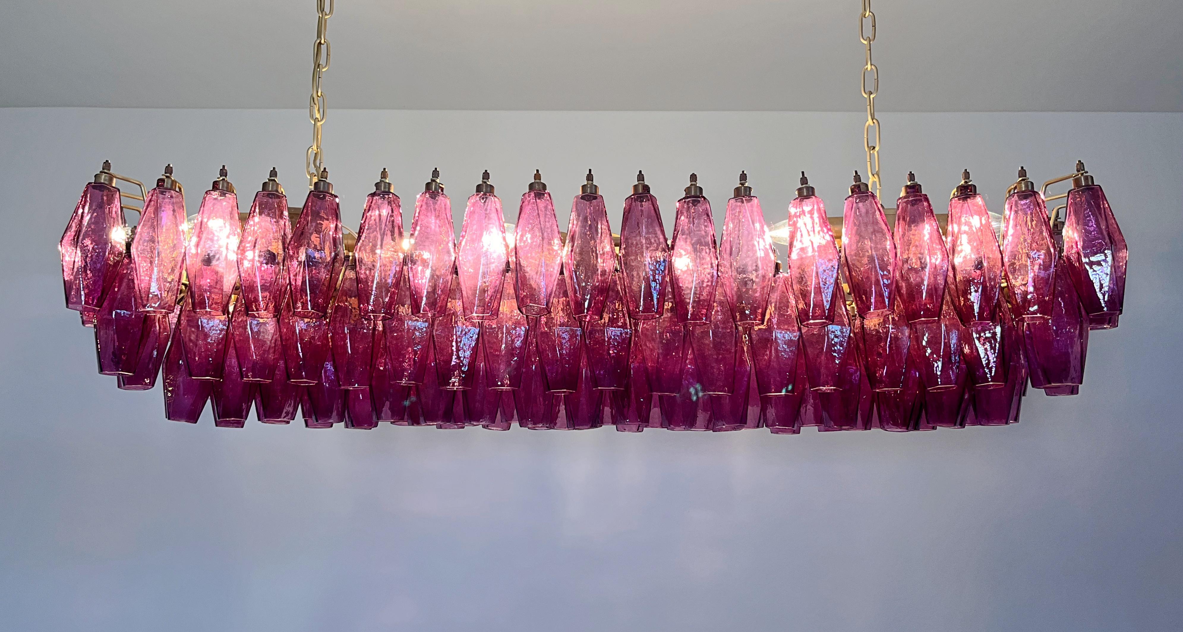 Elegant Murano Poliedri Chandelier - Carlo Scarpa - 138 amethyst glasses 8