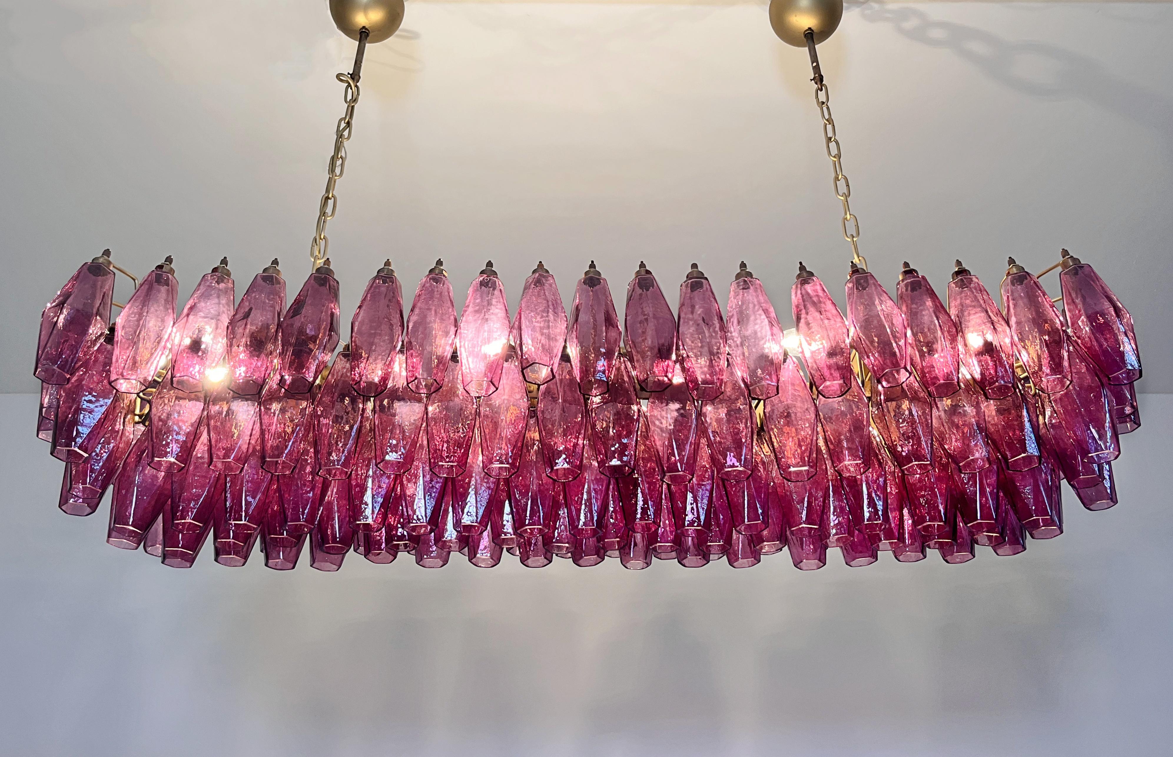 Elegant Murano Poliedri Chandelier - Carlo Scarpa - 138 amethyst glasses 9