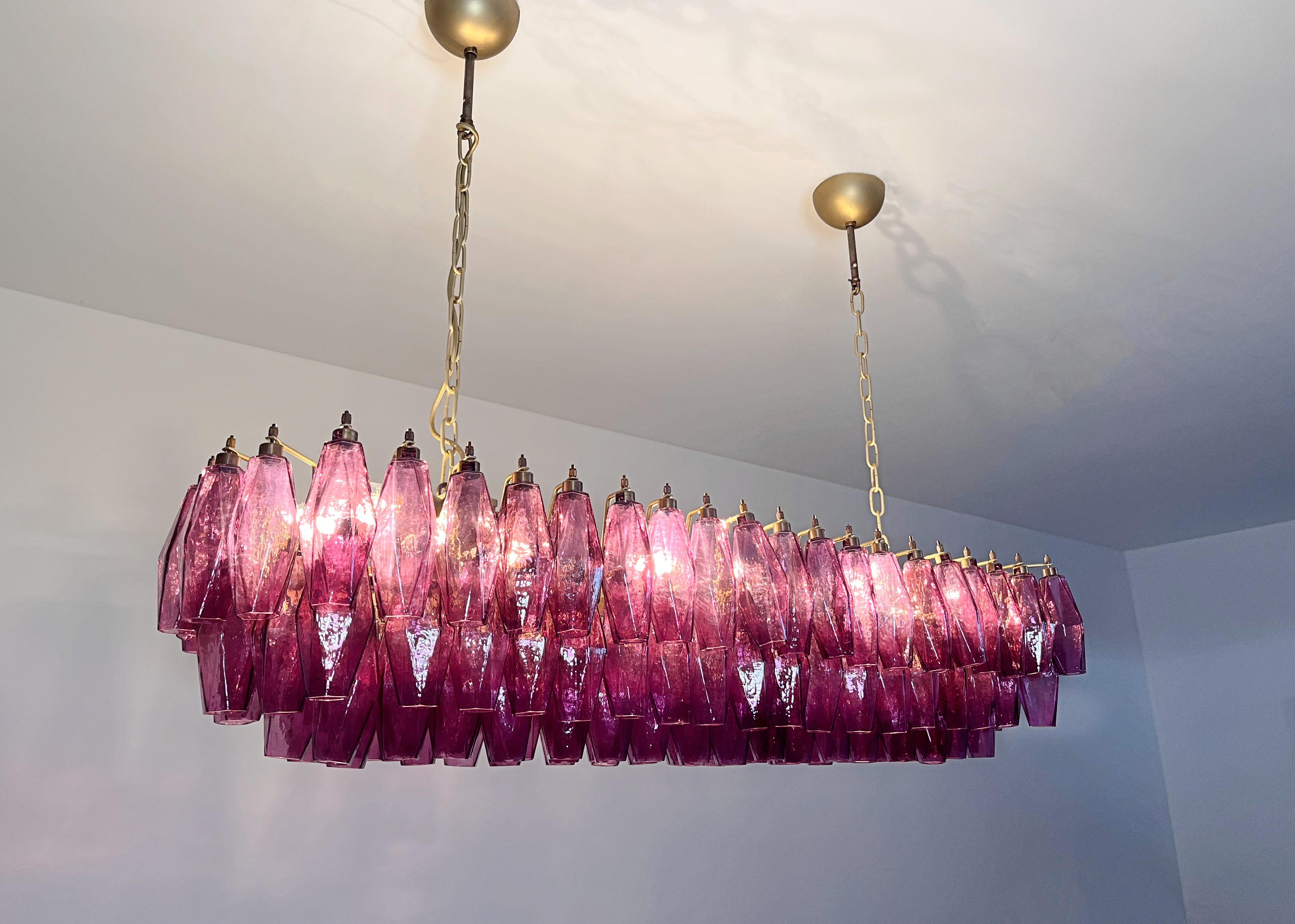 Elegant Murano Poliedri Chandelier - Carlo Scarpa - 138 amethyst glasses 10