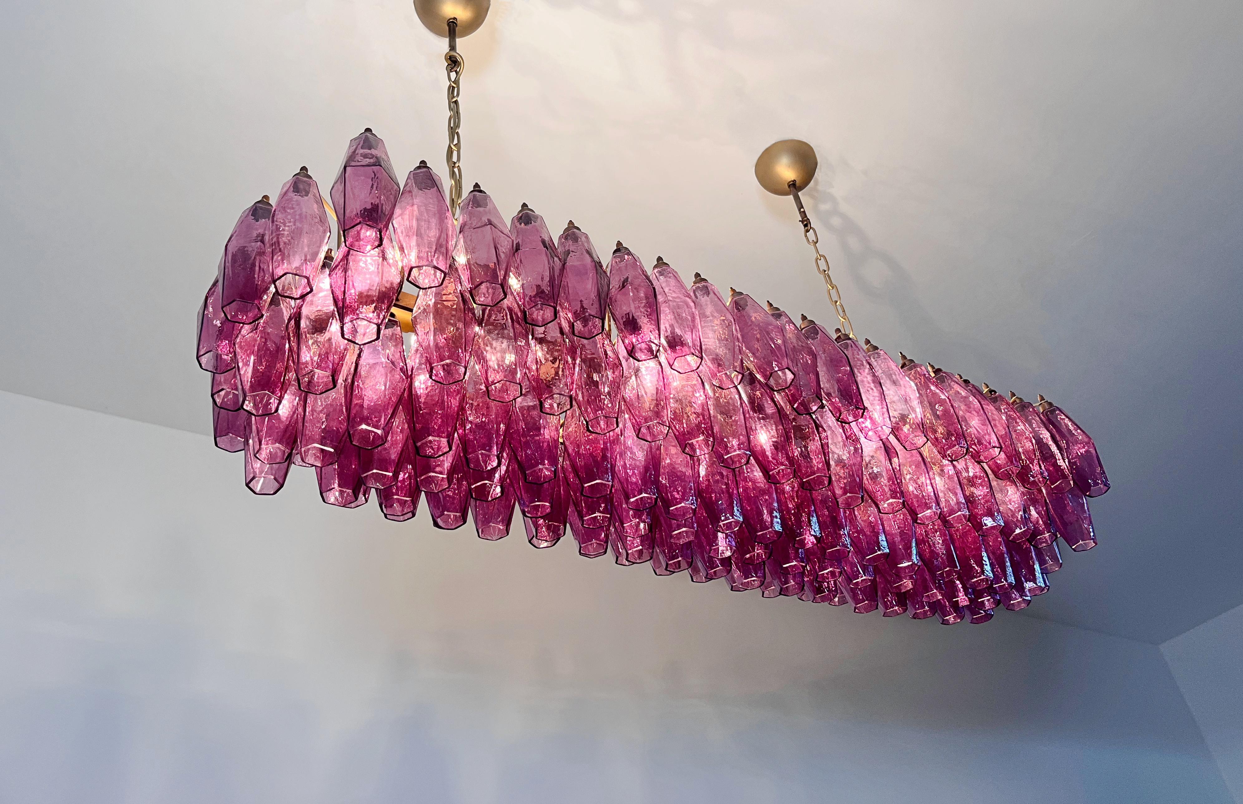 Elegant Murano Poliedri Chandelier - Carlo Scarpa - 138 amethyst glasses 11