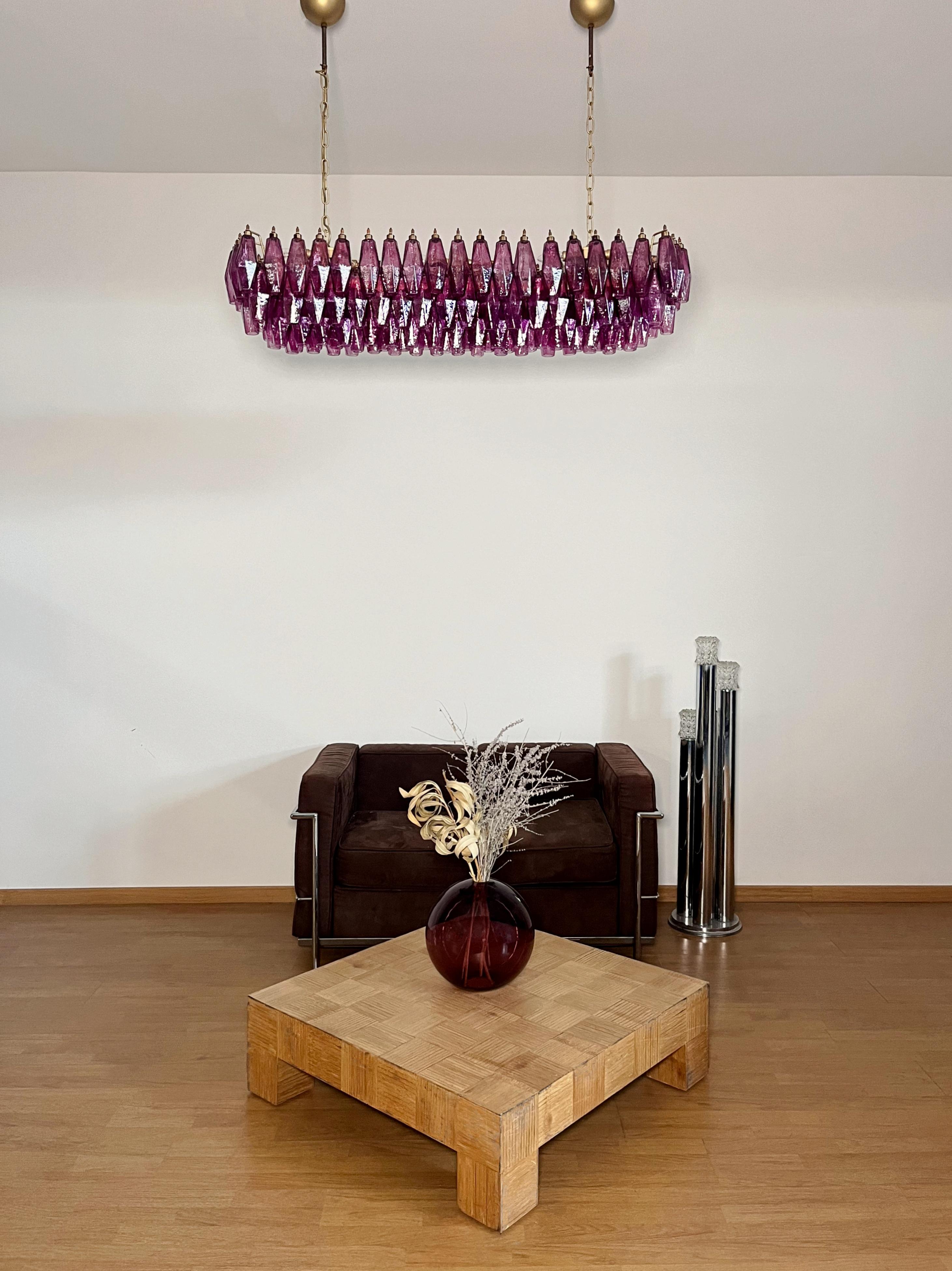 Elegant Italian chandelier made from 138 beautiful Murano amethyst glasses 