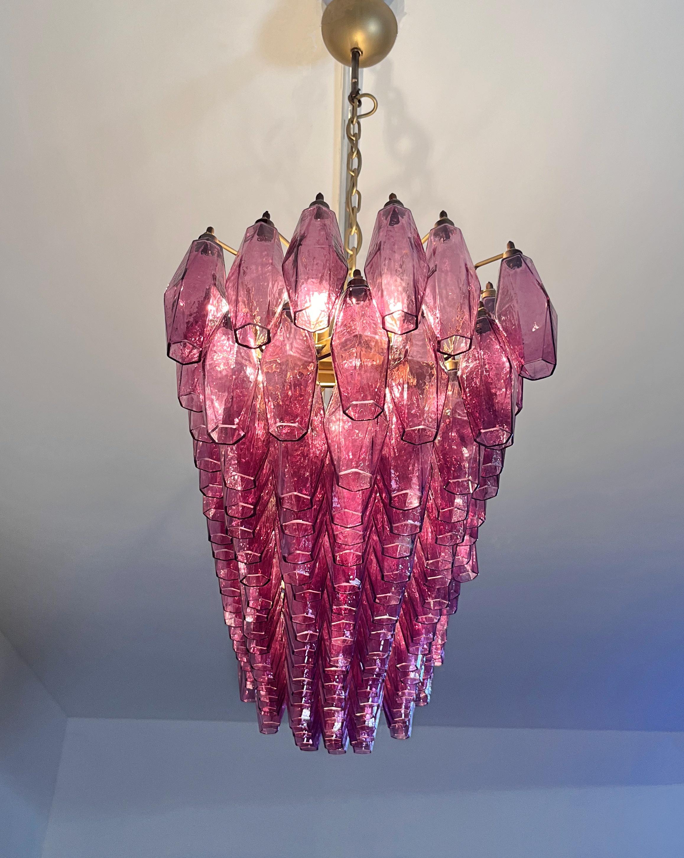 Elegant Murano Poliedri Chandelier - Carlo Scarpa - 138 amethyst glasses 12