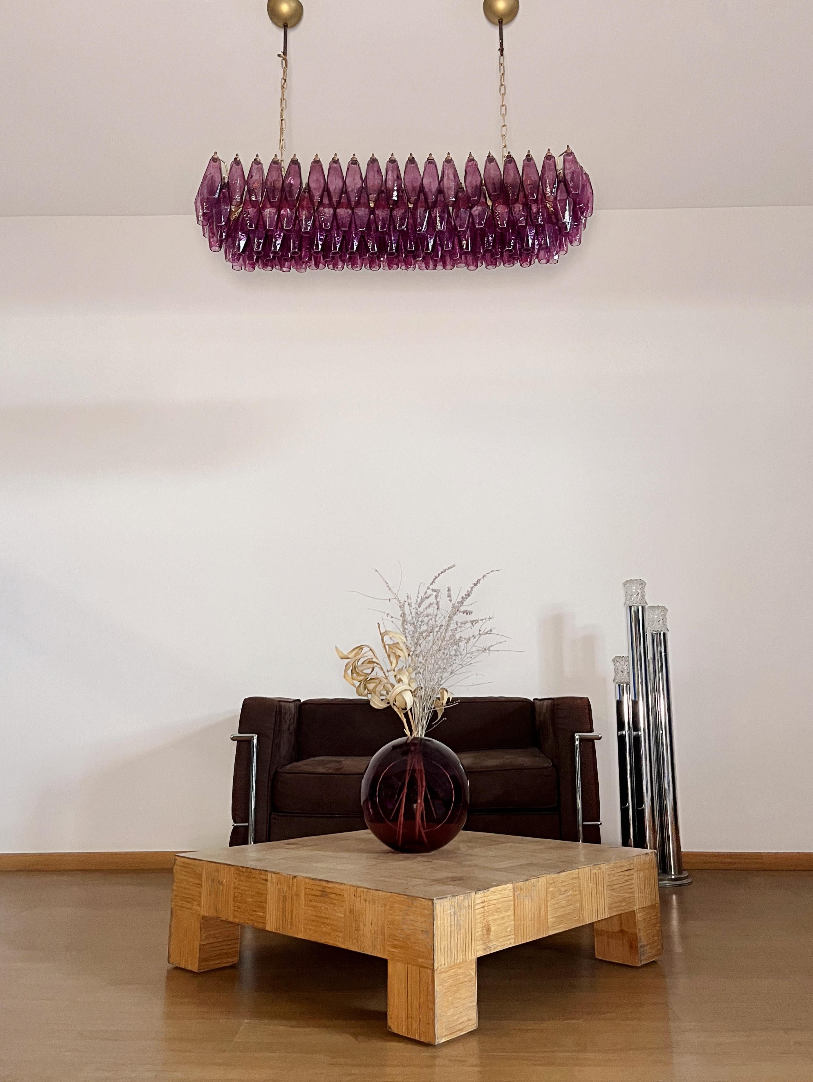 Italian Elegant Murano Poliedri Chandelier - Carlo Scarpa - 138 amethyst glasses