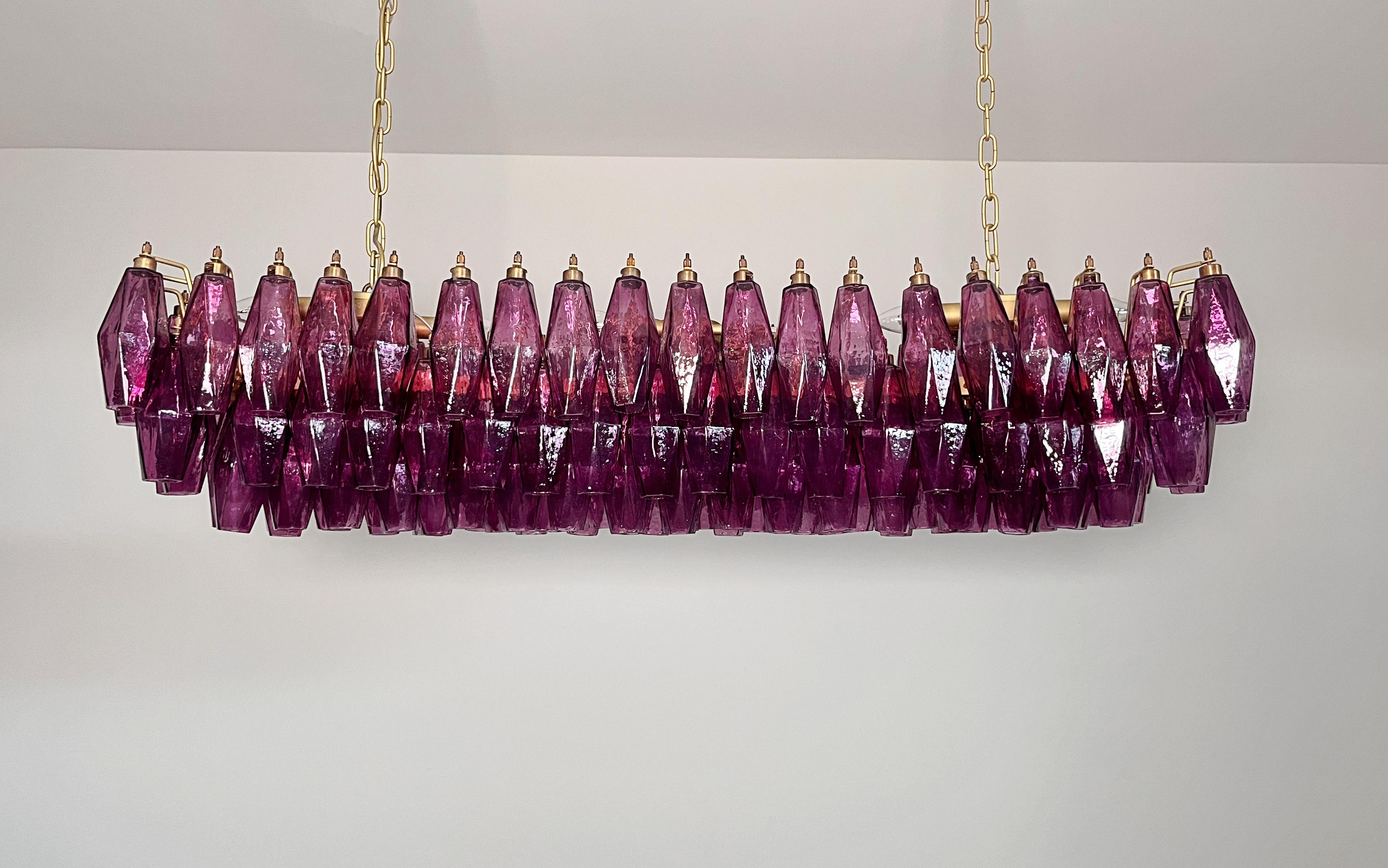Elegant Murano Poliedri Chandelier - Carlo Scarpa - 138 amethyst glasses In Good Condition In Gaiarine Frazione Francenigo (TV), IT