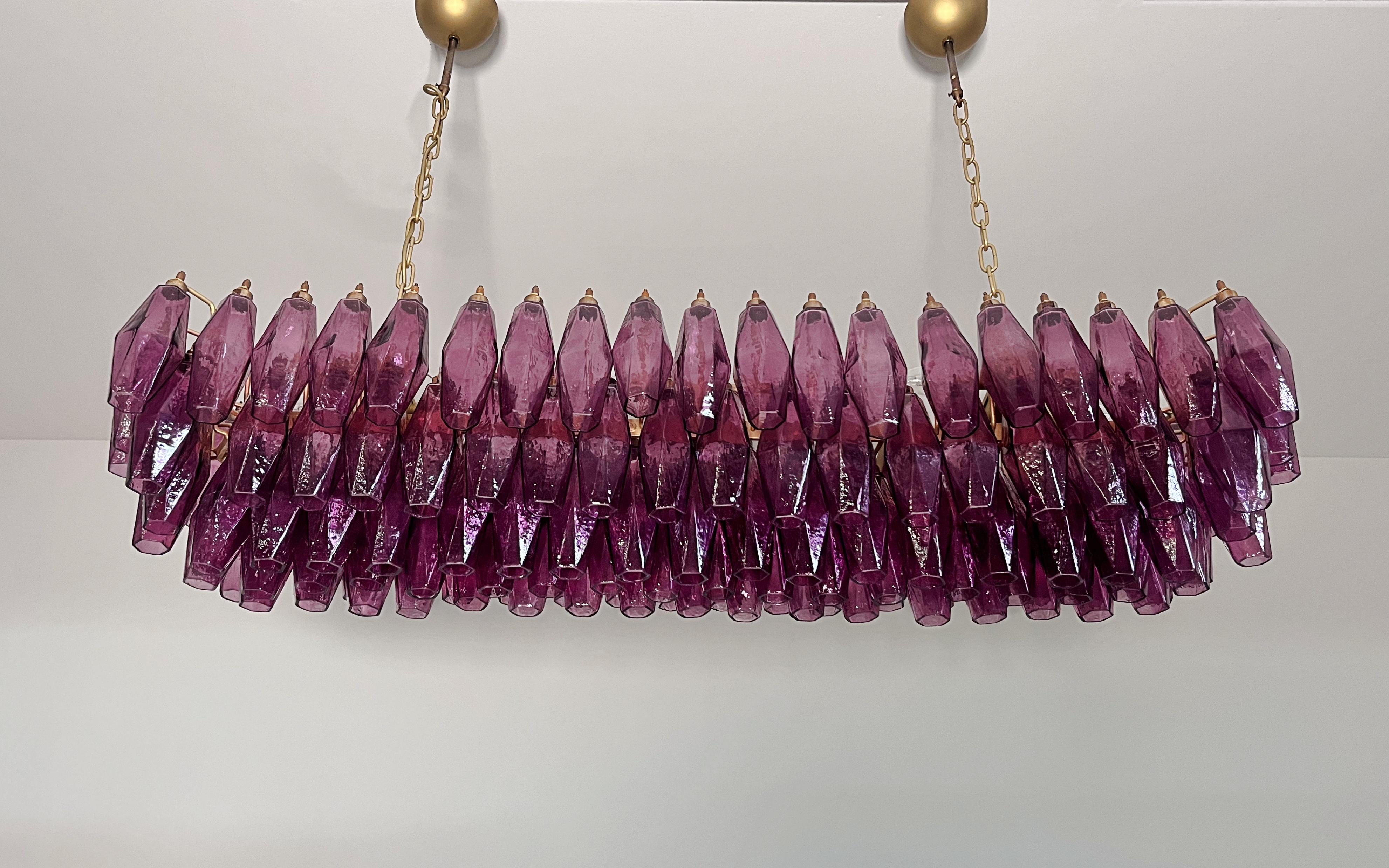 20th Century Elegant Murano Poliedri Chandelier - Carlo Scarpa - 138 amethyst glasses