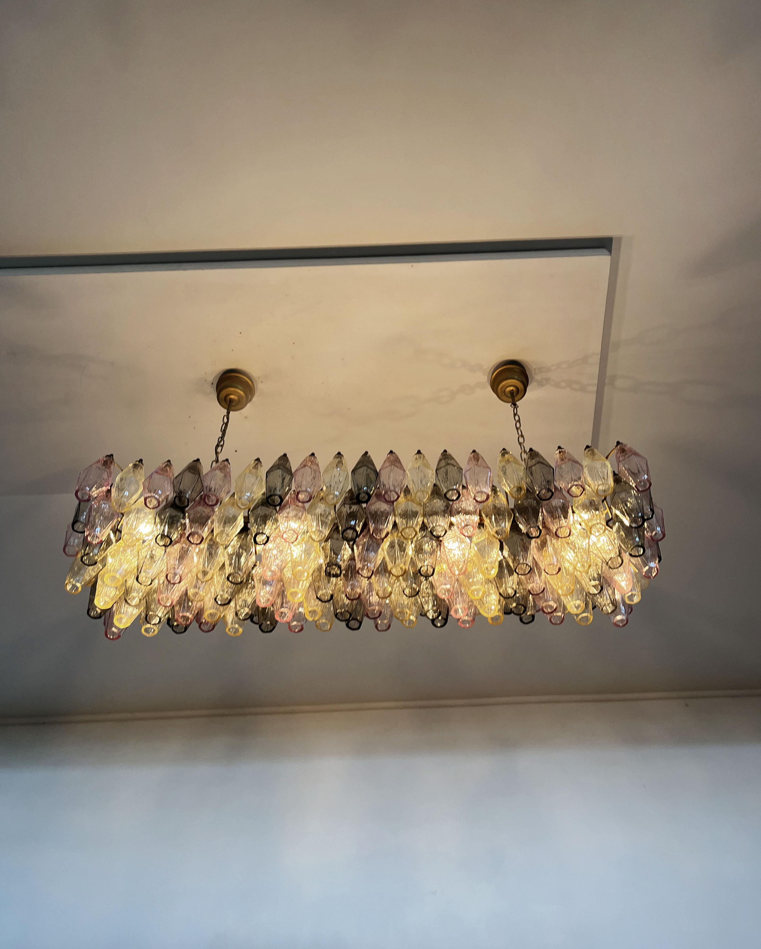 Elégant lustre Murano Poliedri - Carlo Scarpa - 138 verres multicolores en vente 3
