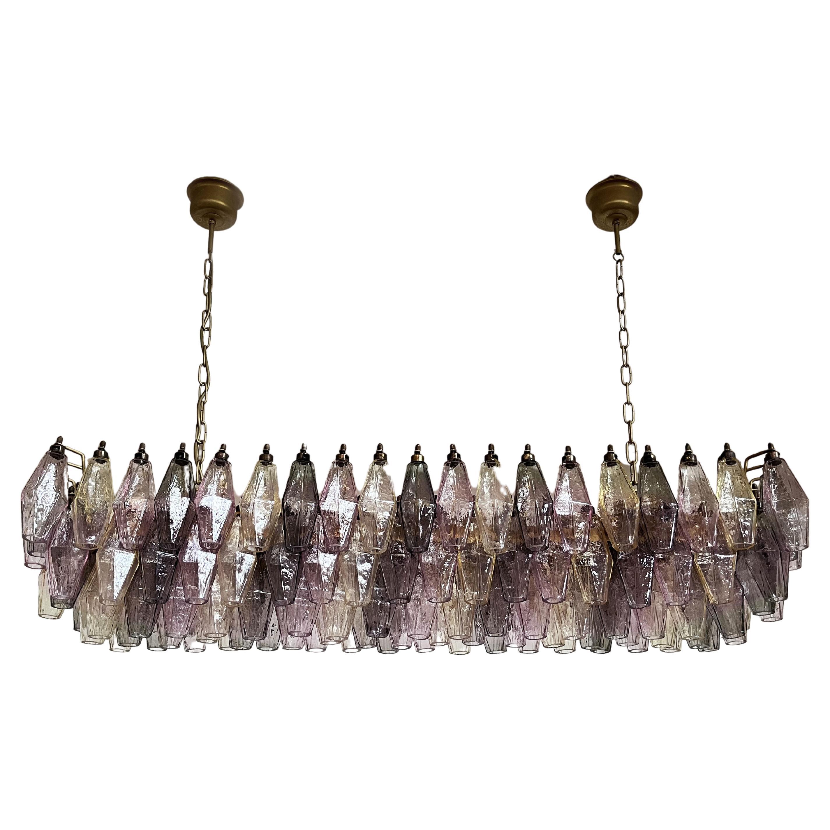 Elegant Murano Poliedri Chandelier - Carlo Scarpa - 138 multicolored glasses For Sale