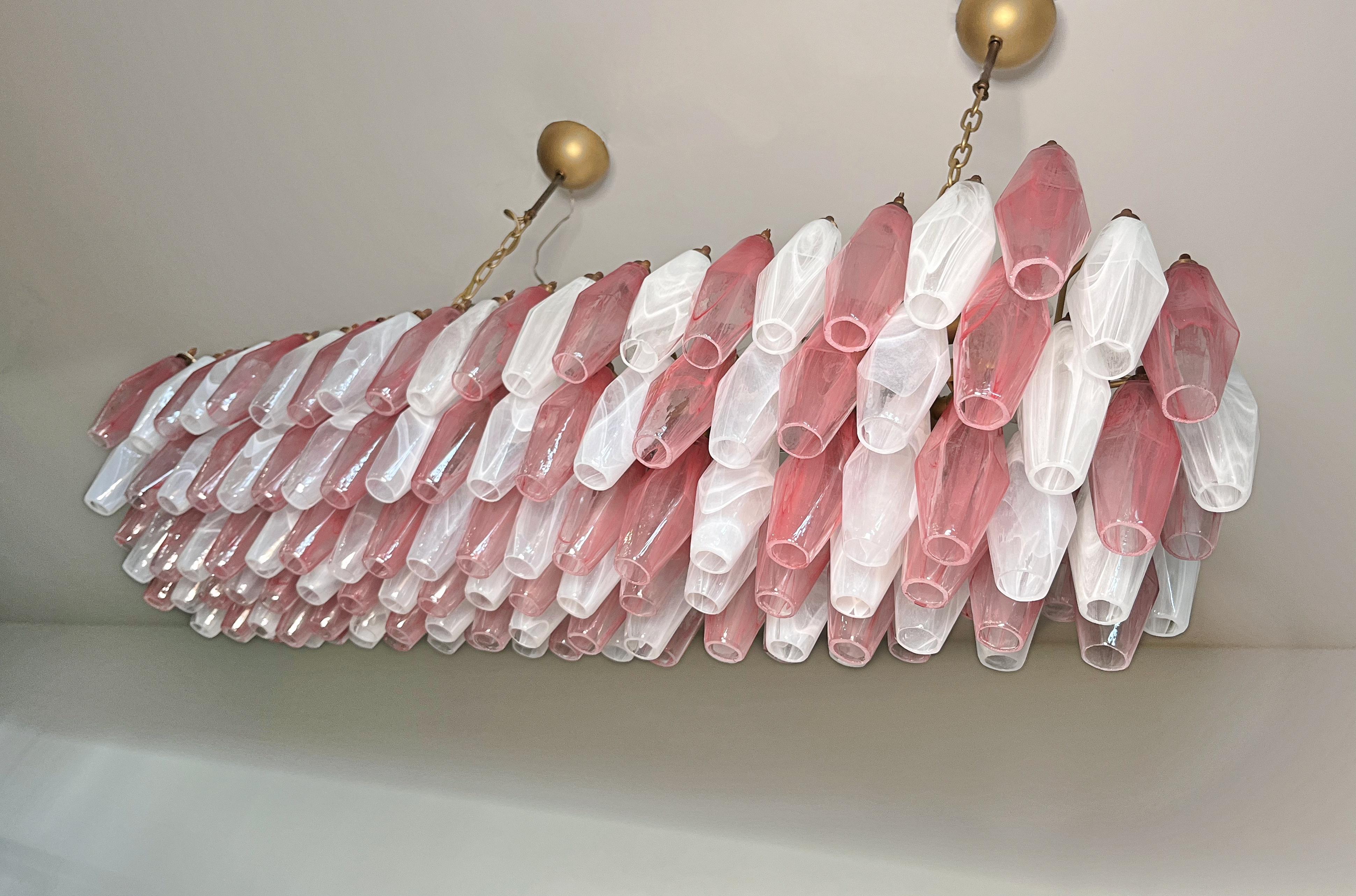 Elegant Murano Poliedri Chandelier - Carlo Scarpa - 138 pink and white alabaster in vendita 2