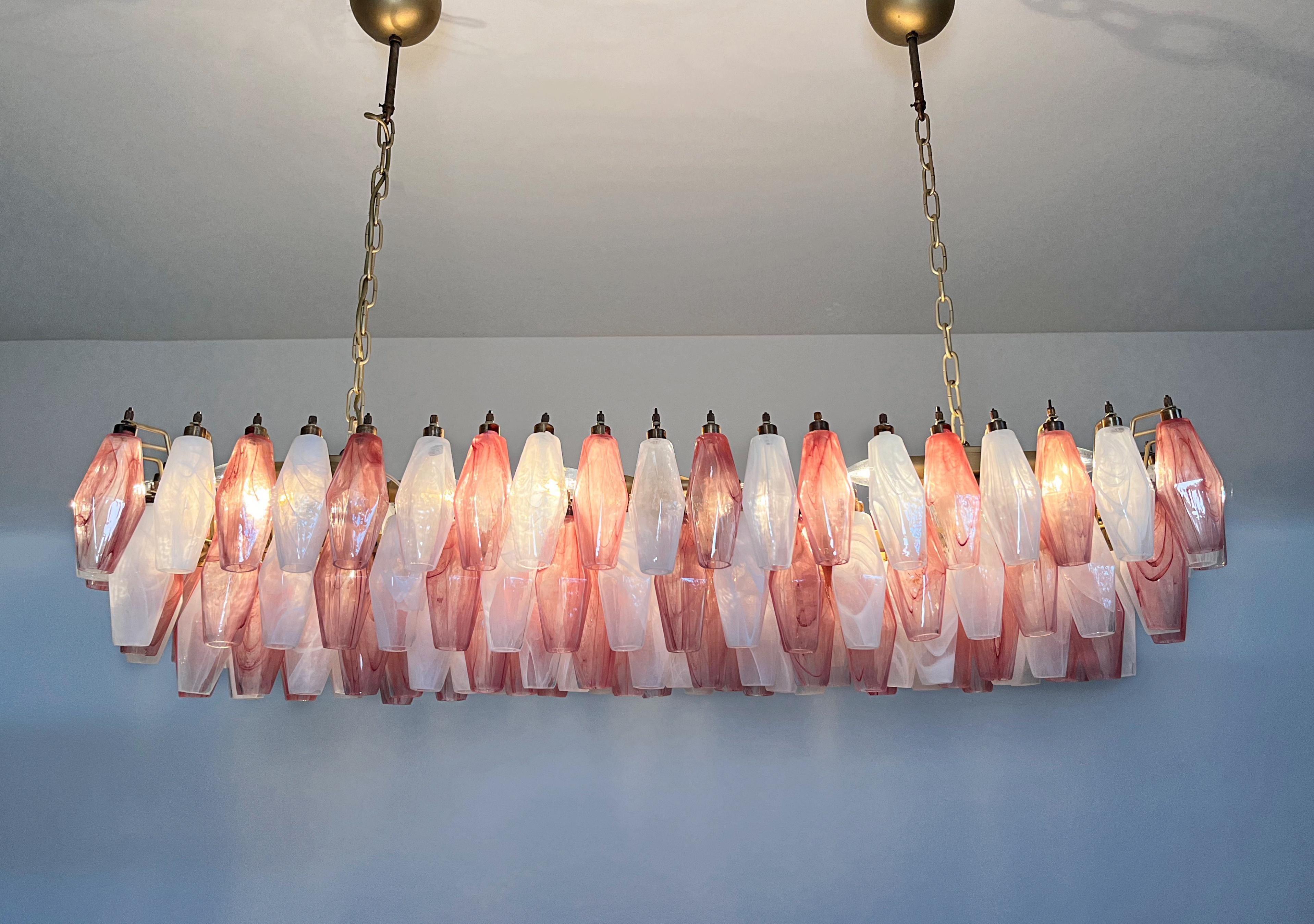 Elegant Murano Poliedri Chandelier - Carlo Scarpa - 138 pink and white alabaster in vendita 6
