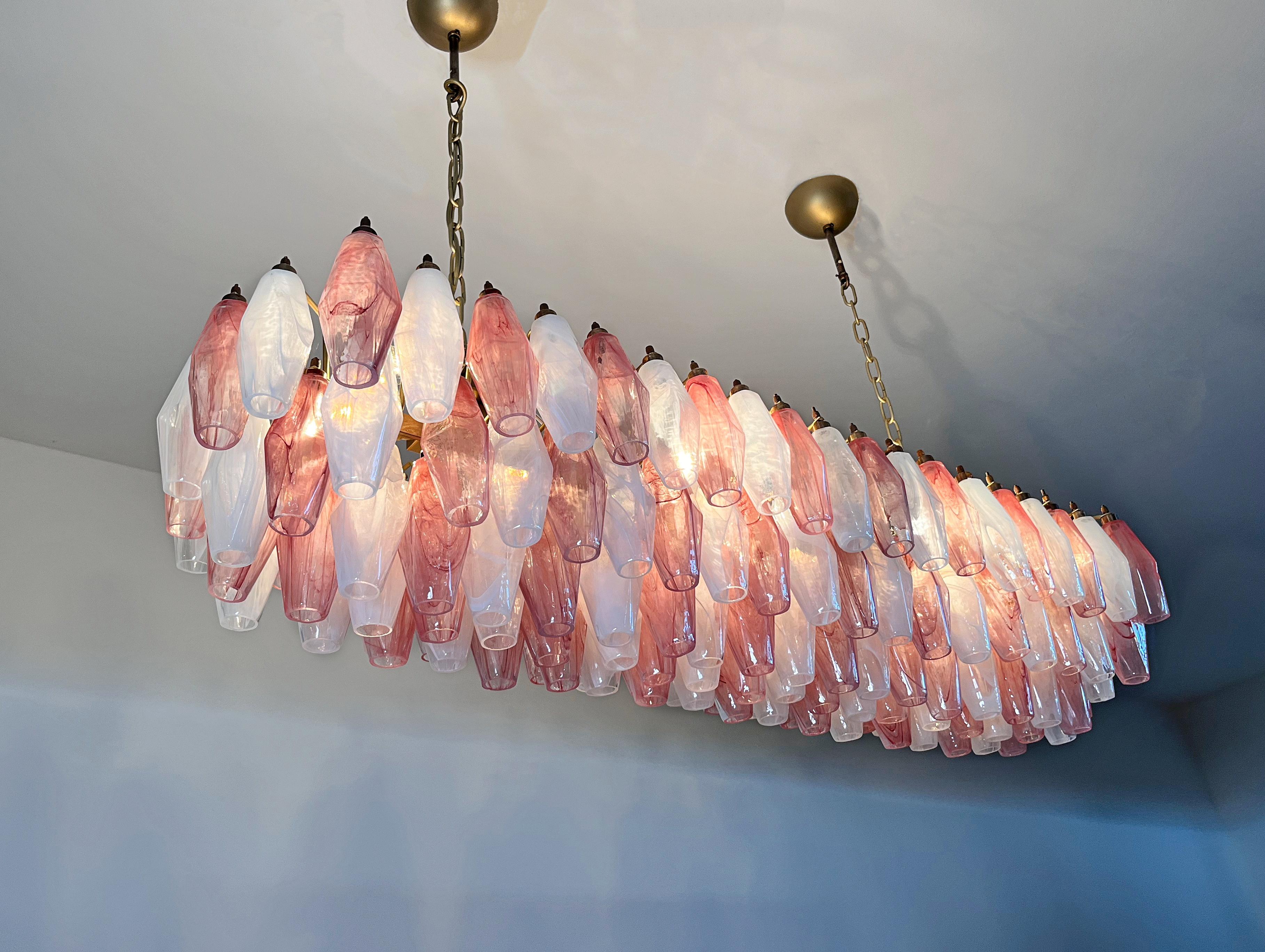 Elegant Murano Poliedri Chandelier - Carlo Scarpa - 138 pink and white alabaster in vendita 10