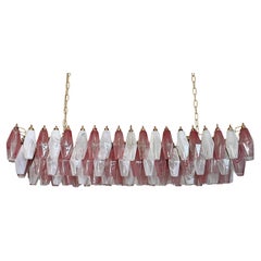 Elégant lustre Murano Poliedri - Carlo Scarpa - 138 albâtre rose et blanc