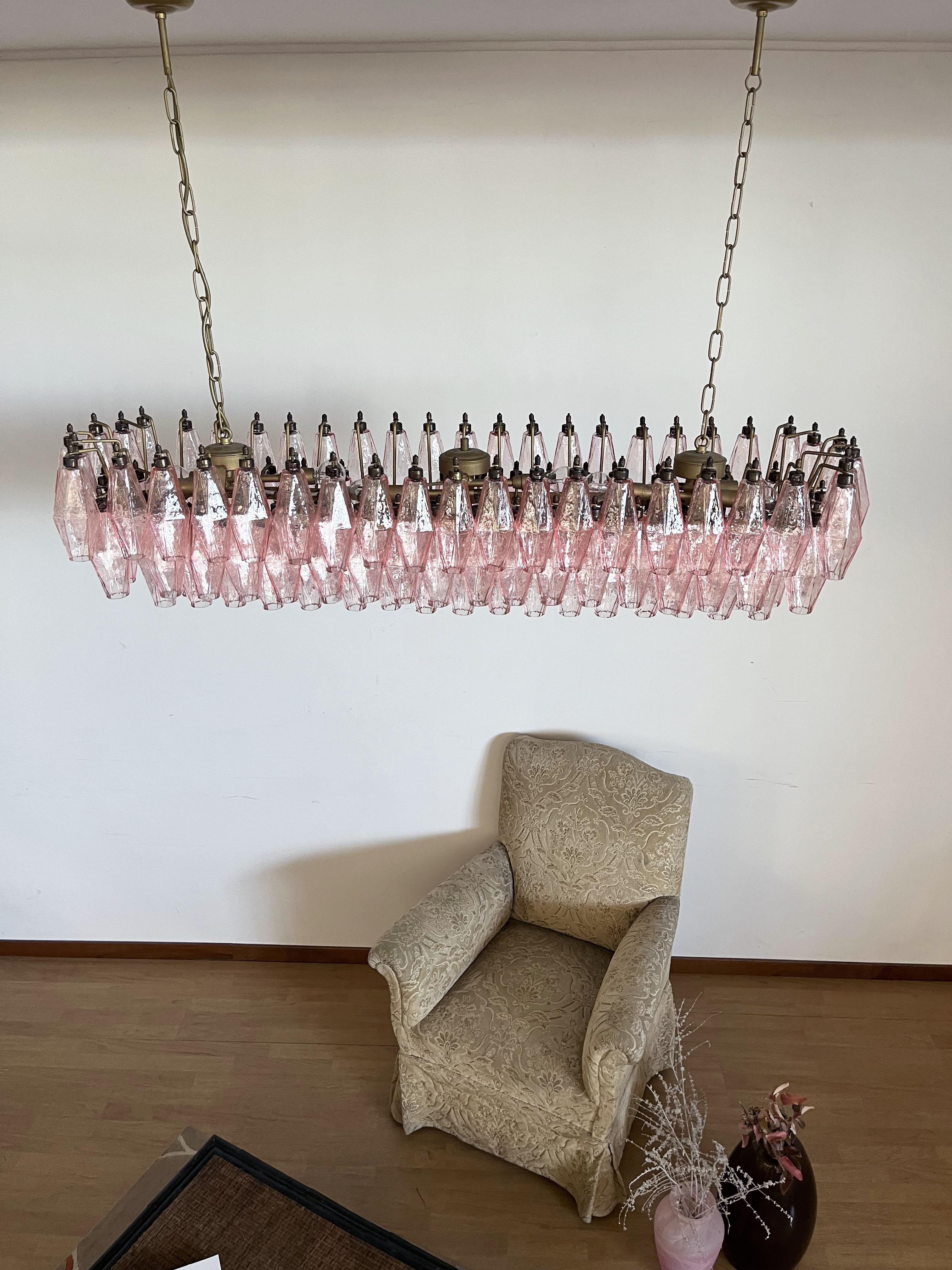 Elegant Murano Poliedri Chandelier, Carlo Scarpa, 138 Pink Glasses 10