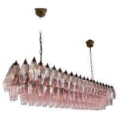 Elegant Murano Poliedri Chandelier, Carlo Scarpa, 138 Pink Glasses