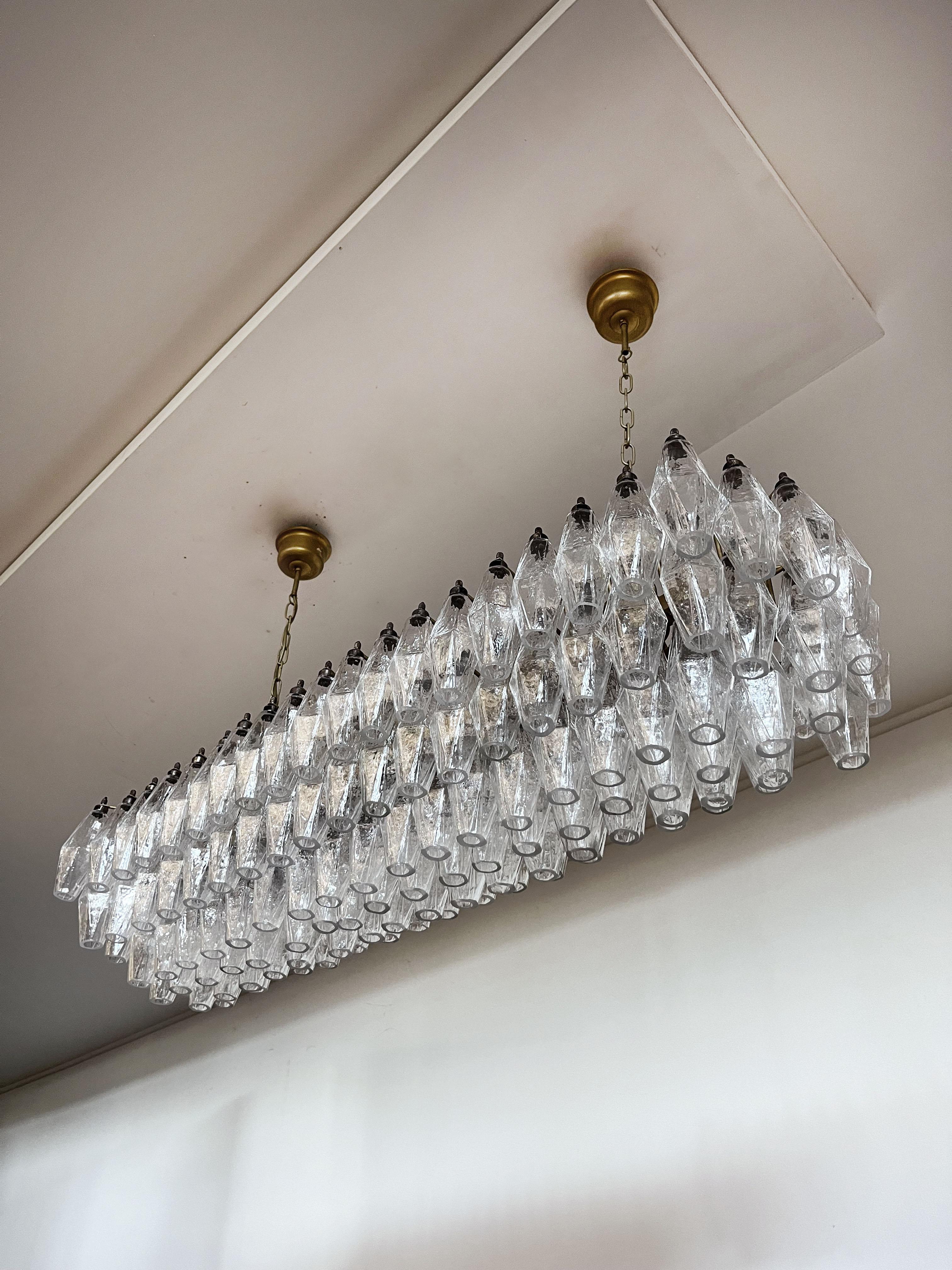 Eleganter Murano Poliedri-Kronleuchter - Carlo Scarpa - 138 transparente Gläser im Angebot 4