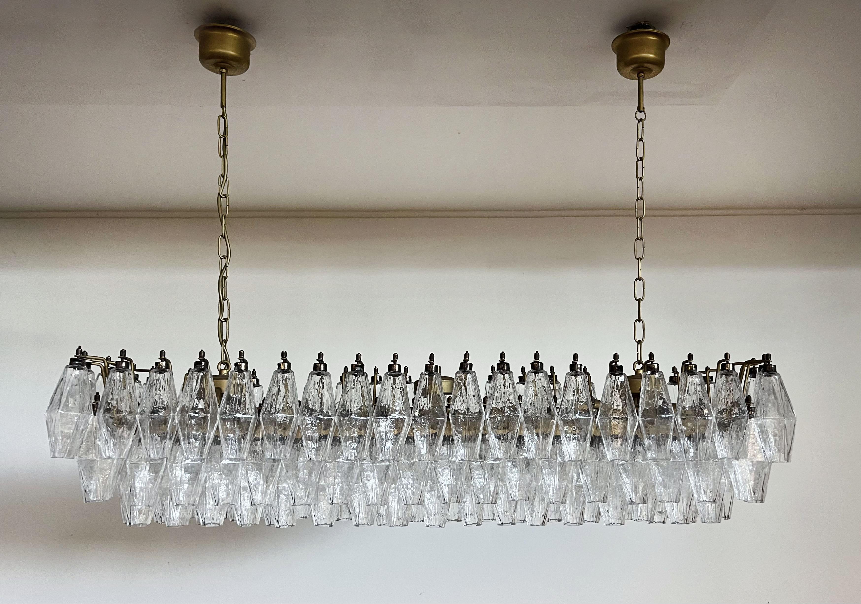 Eleganter Murano Poliedri-Kronleuchter - Carlo Scarpa - 138 transparente Gläser im Angebot 5