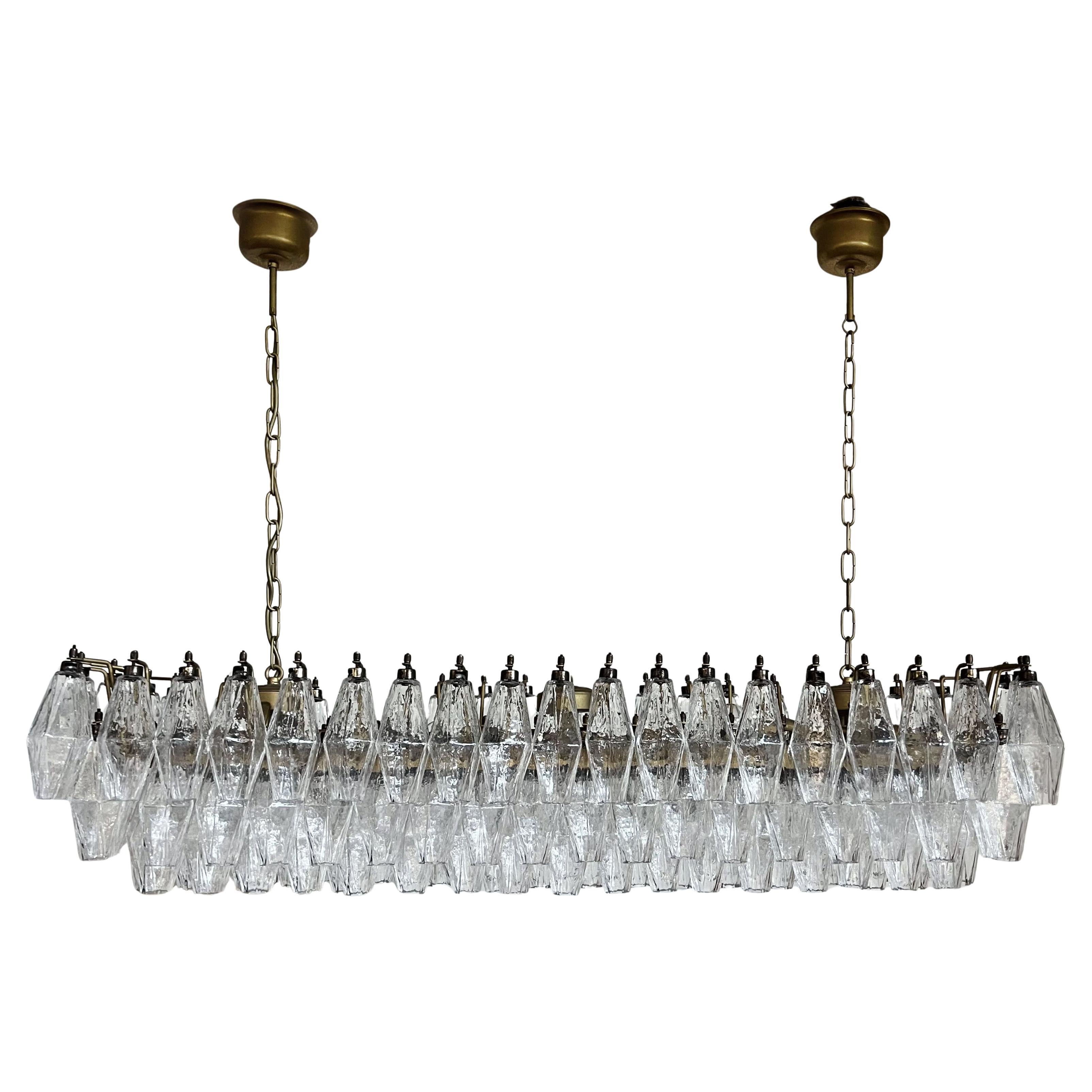 Elegant Murano Poliedri Chandelier - Carlo Scarpa - 138 transparent glasses