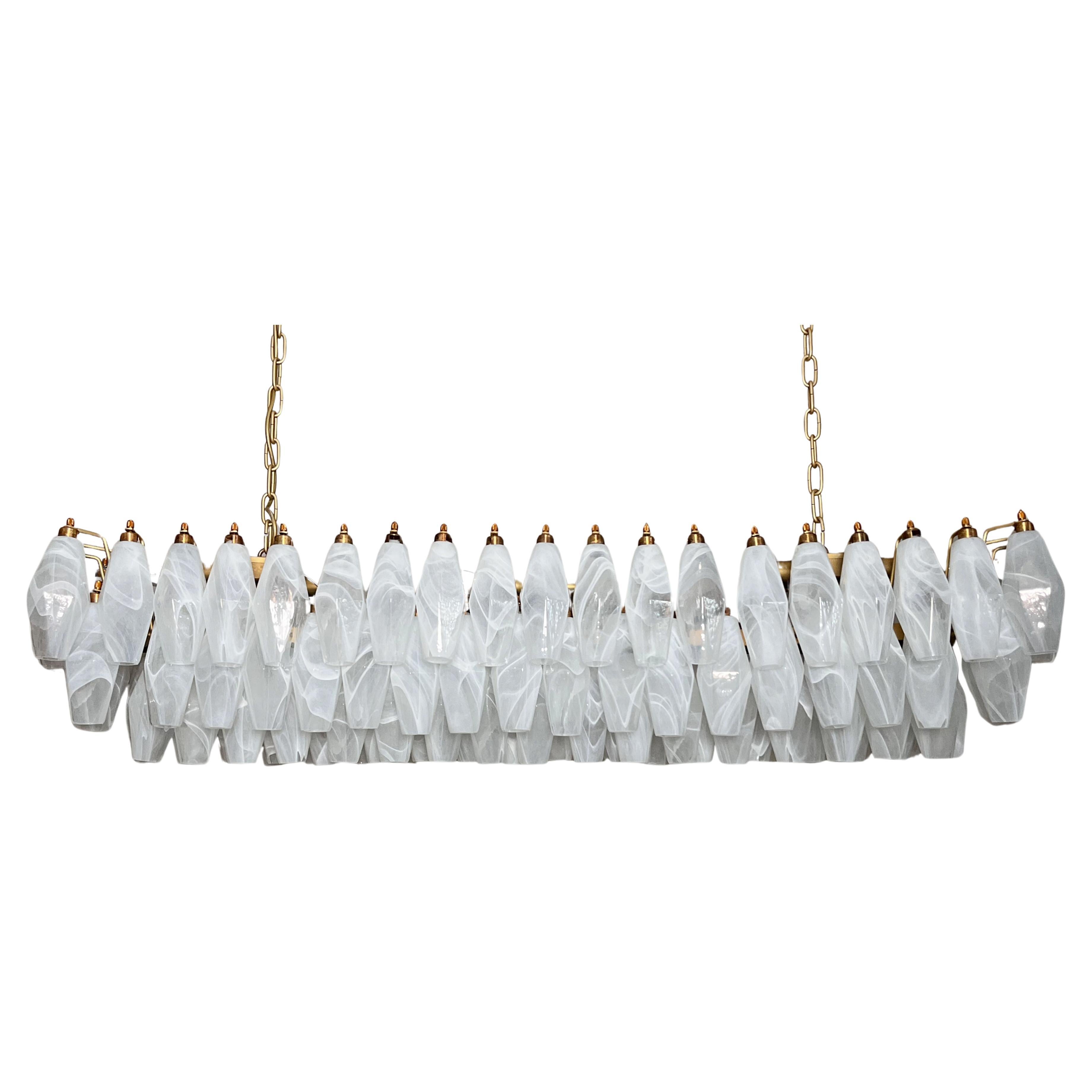 Elegant Murano Poliedri Chandelier - Carlo Scarpa - 138 white alabaster glasses For Sale
