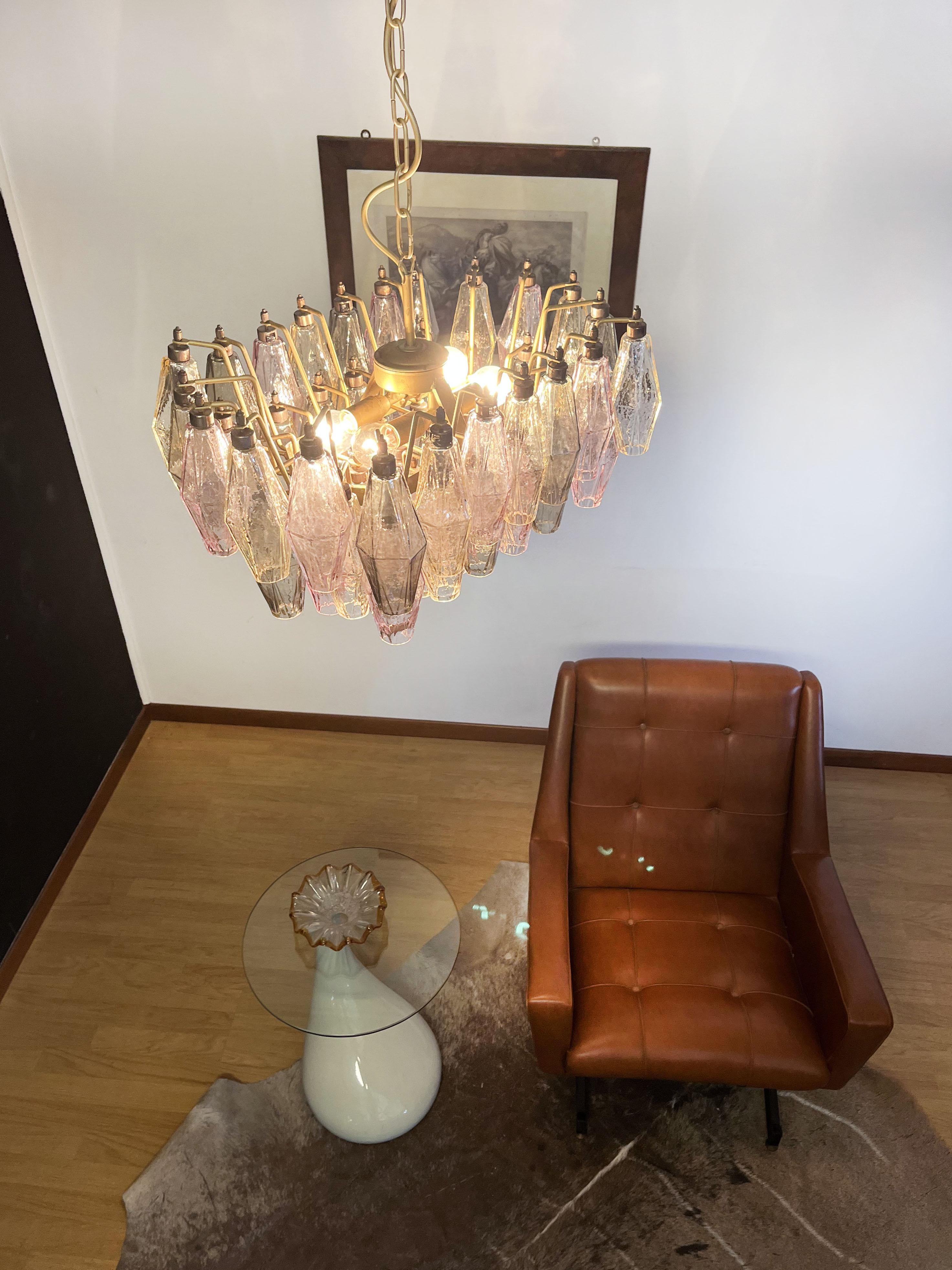 Élégant lustre Poliedri de Murano Carlo Scarpa 56 verres multicolores en vente 8