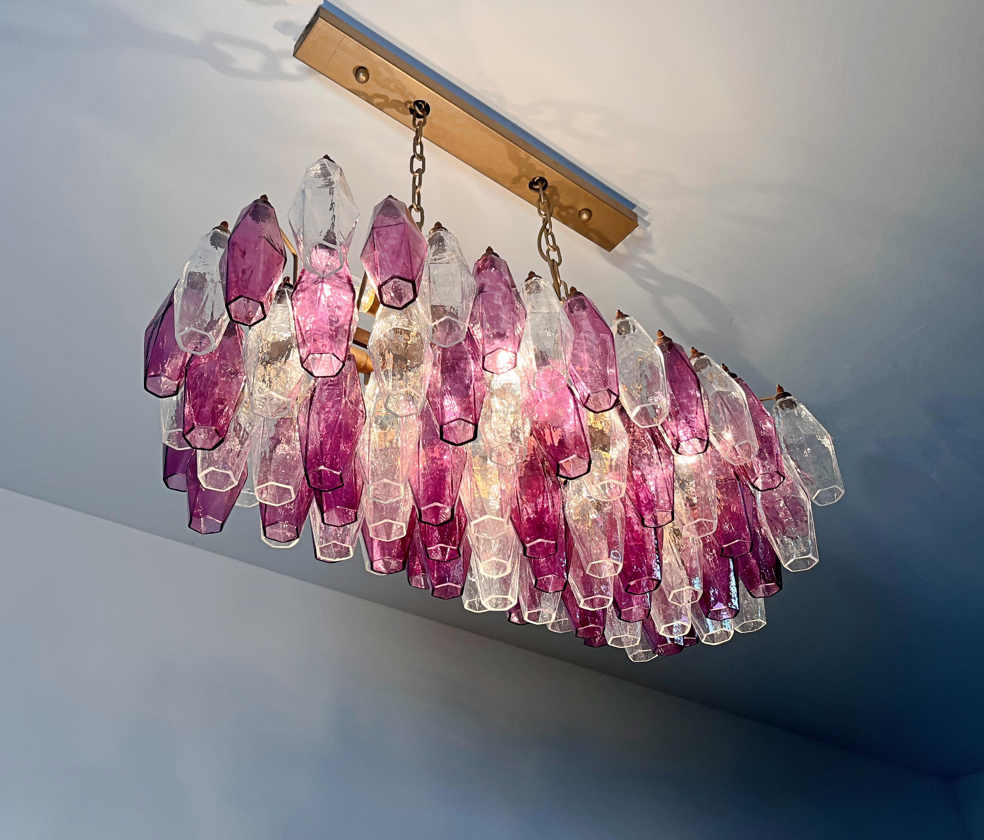 Elegant Murano Poliedri Chandelier - Carlo Scarpa - 84 amethyst  and clear glass in vendita 8