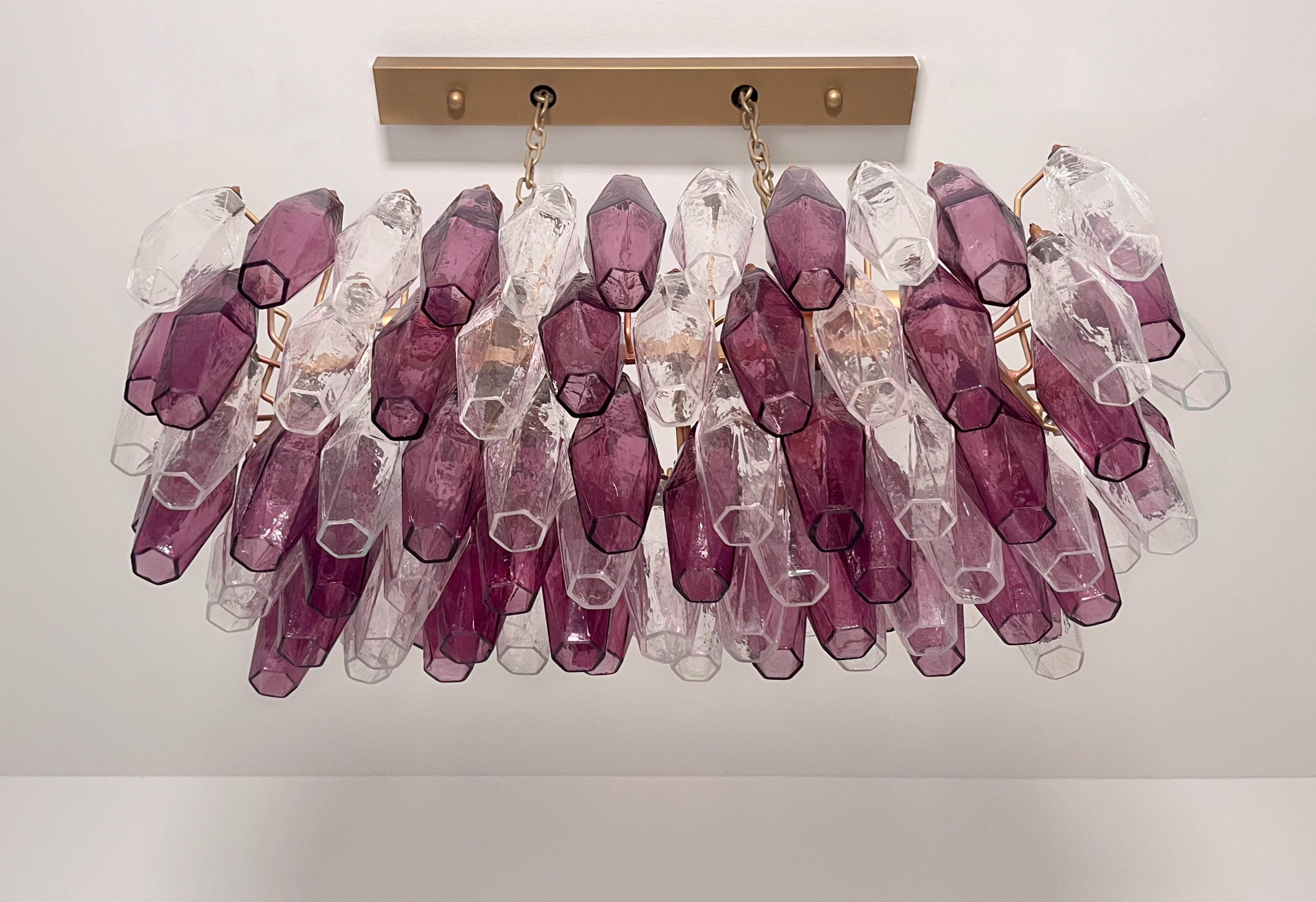 Vetro artistico Elegant Murano Poliedri Chandelier - Carlo Scarpa - 84 amethyst  and clear glass in vendita