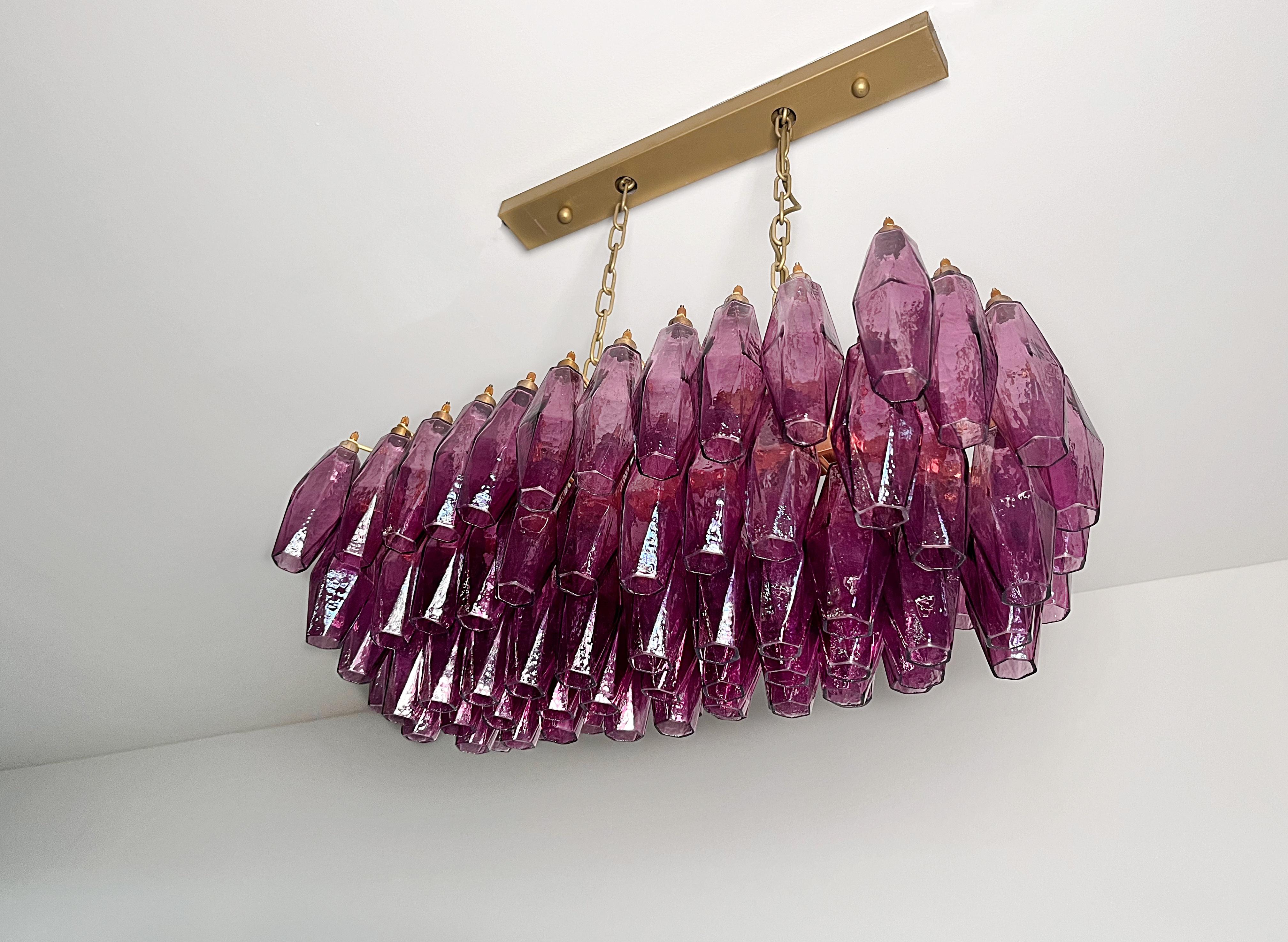 Elegant Murano Poliedri Chandelier - Carlo Scarpa - 84 amethyst glasses in vendita 2