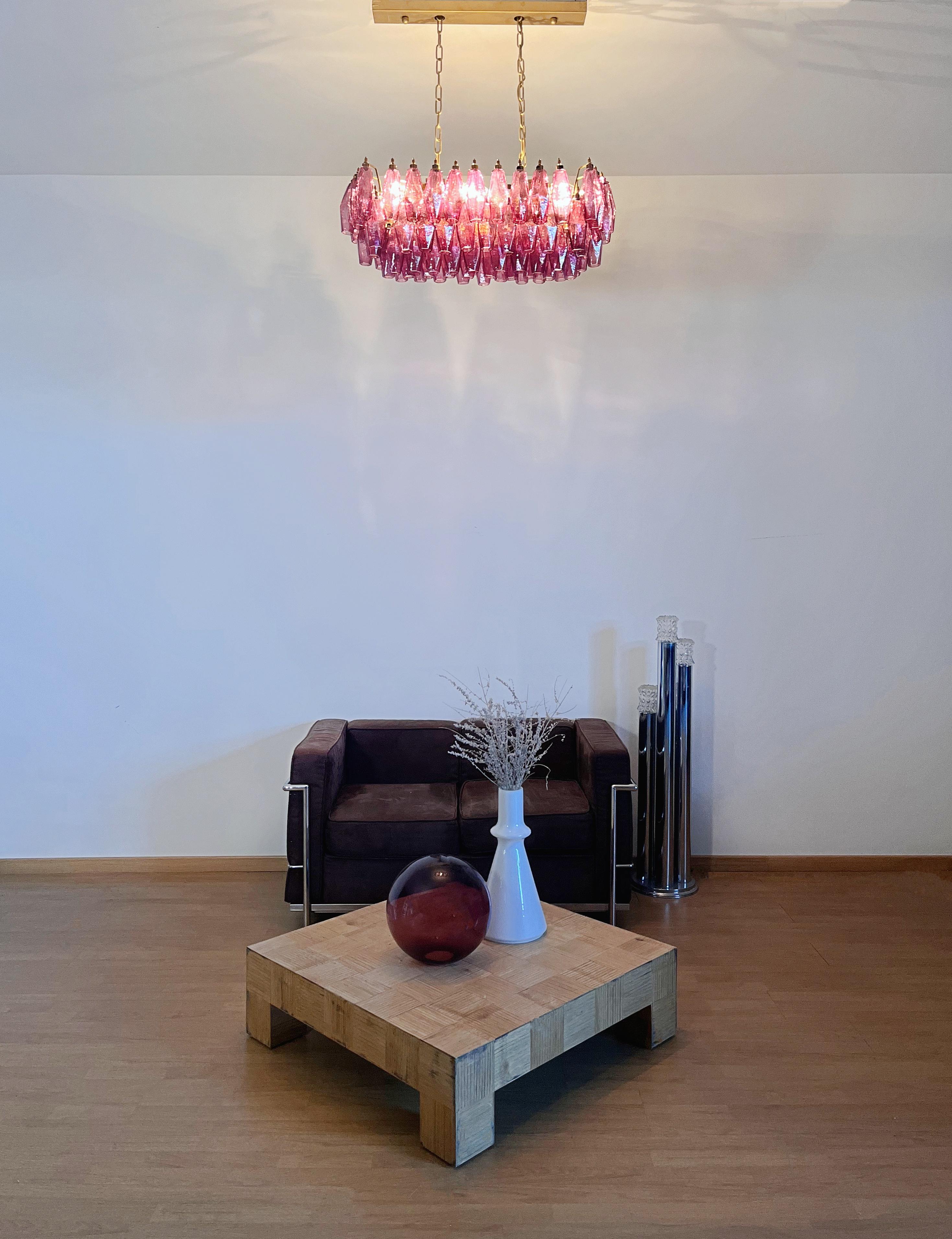 Elegant Murano Poliedri Chandelier - Carlo Scarpa - 84 amethyst glasses in vendita 4