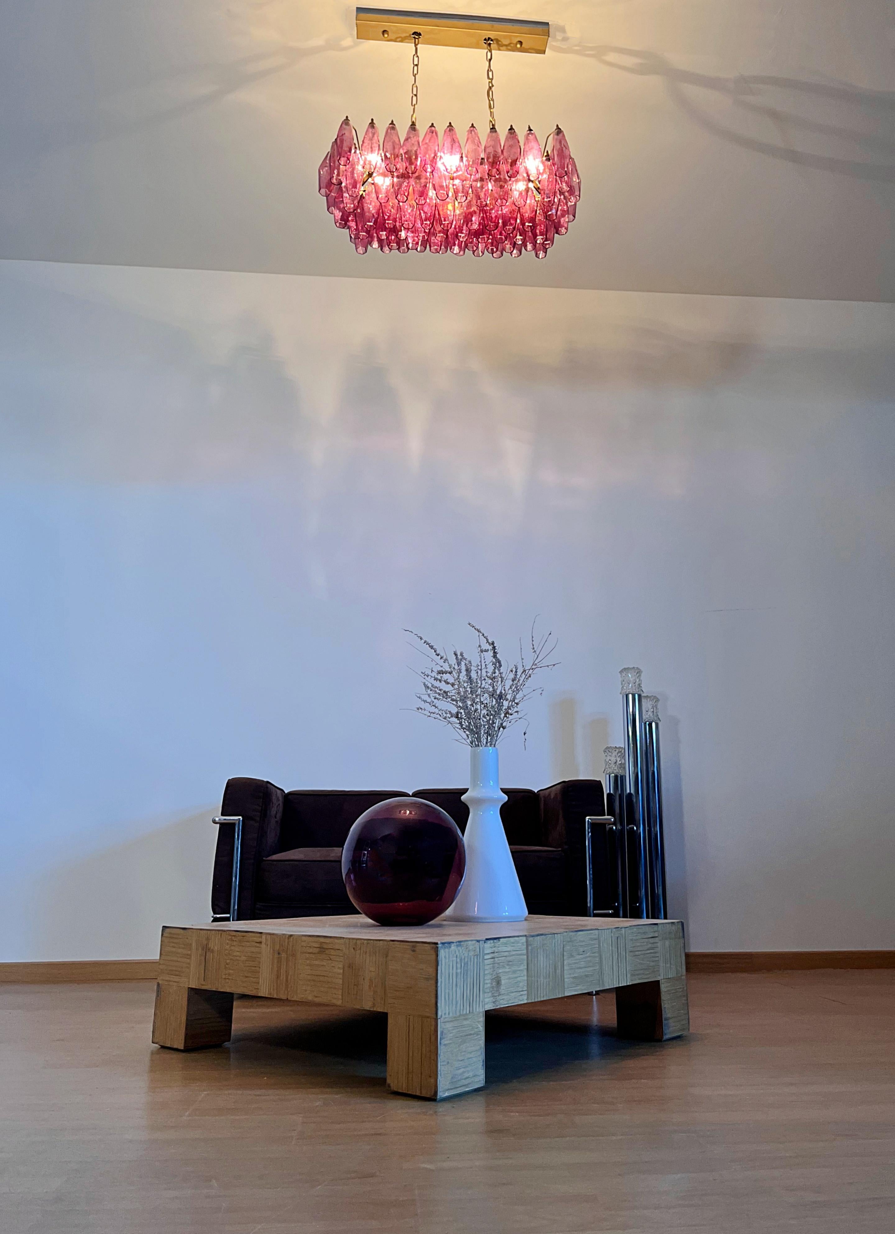 Elegant Murano Poliedri Chandelier - Carlo Scarpa - 84 amethyst glasses in vendita 5