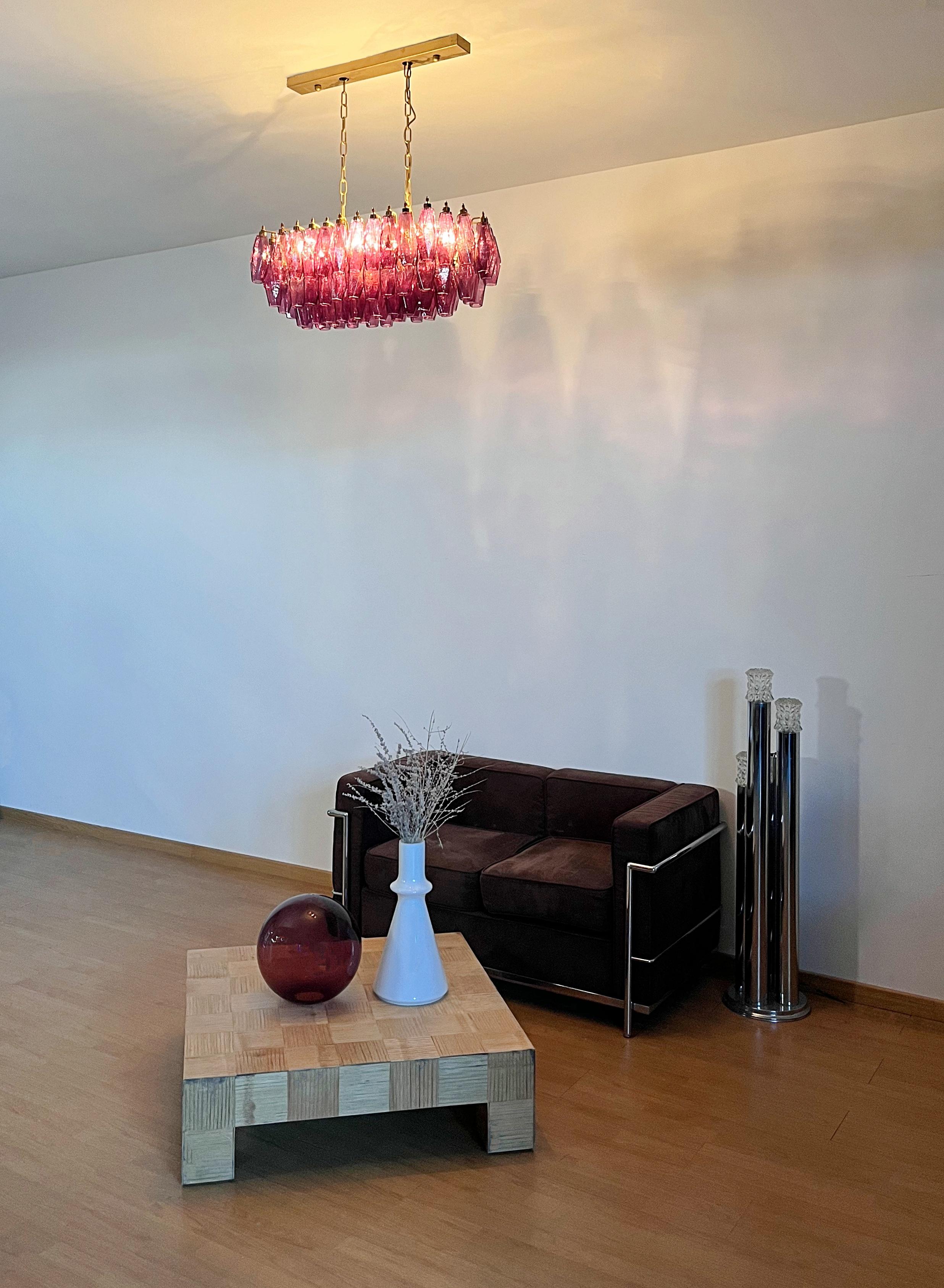 Elegant Murano Poliedri Chandelier - Carlo Scarpa - 84 amethyst glasses in vendita 6