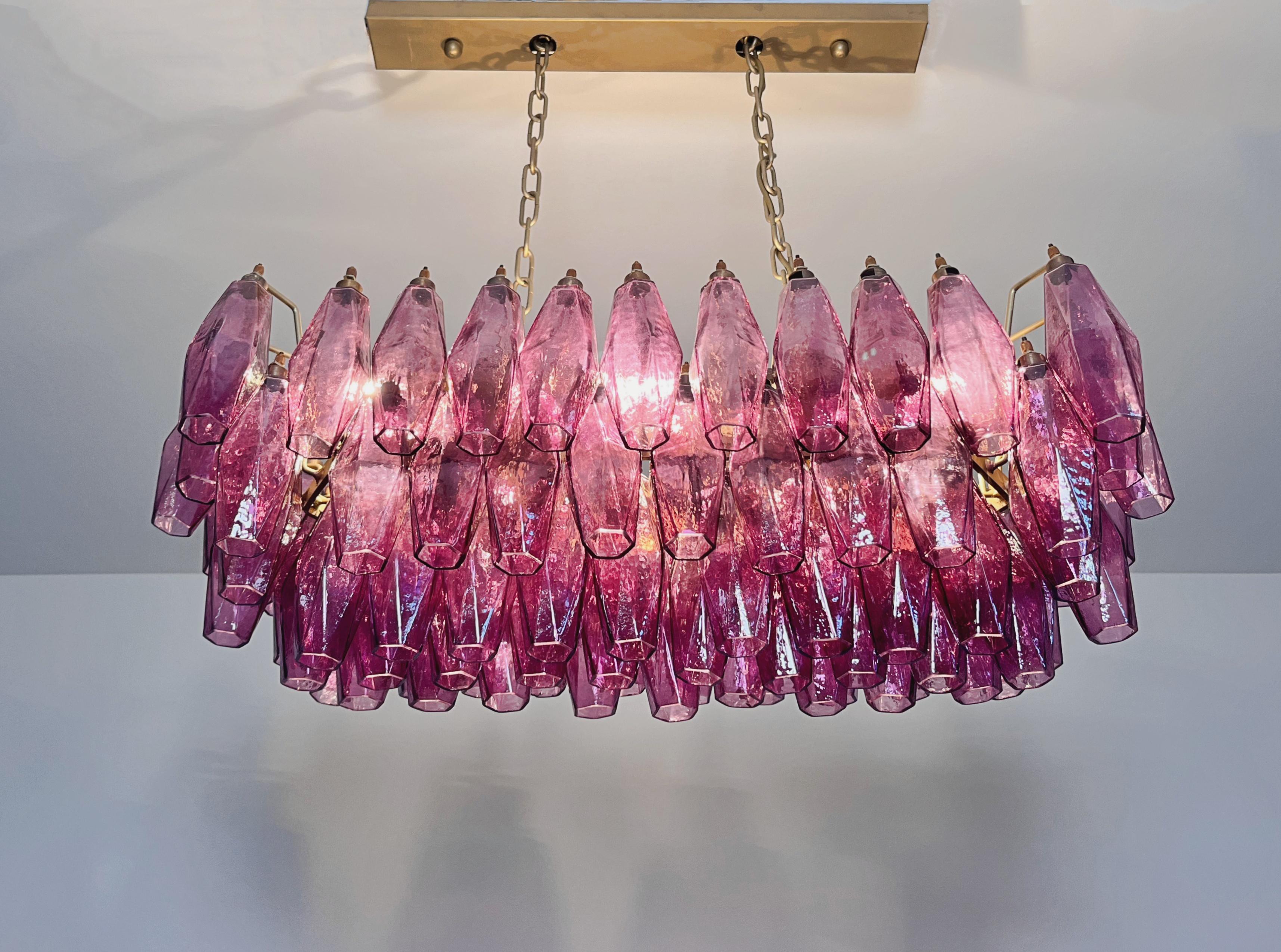 Elegant Murano Poliedri Chandelier - Carlo Scarpa - 84 amethyst glasses in vendita 9