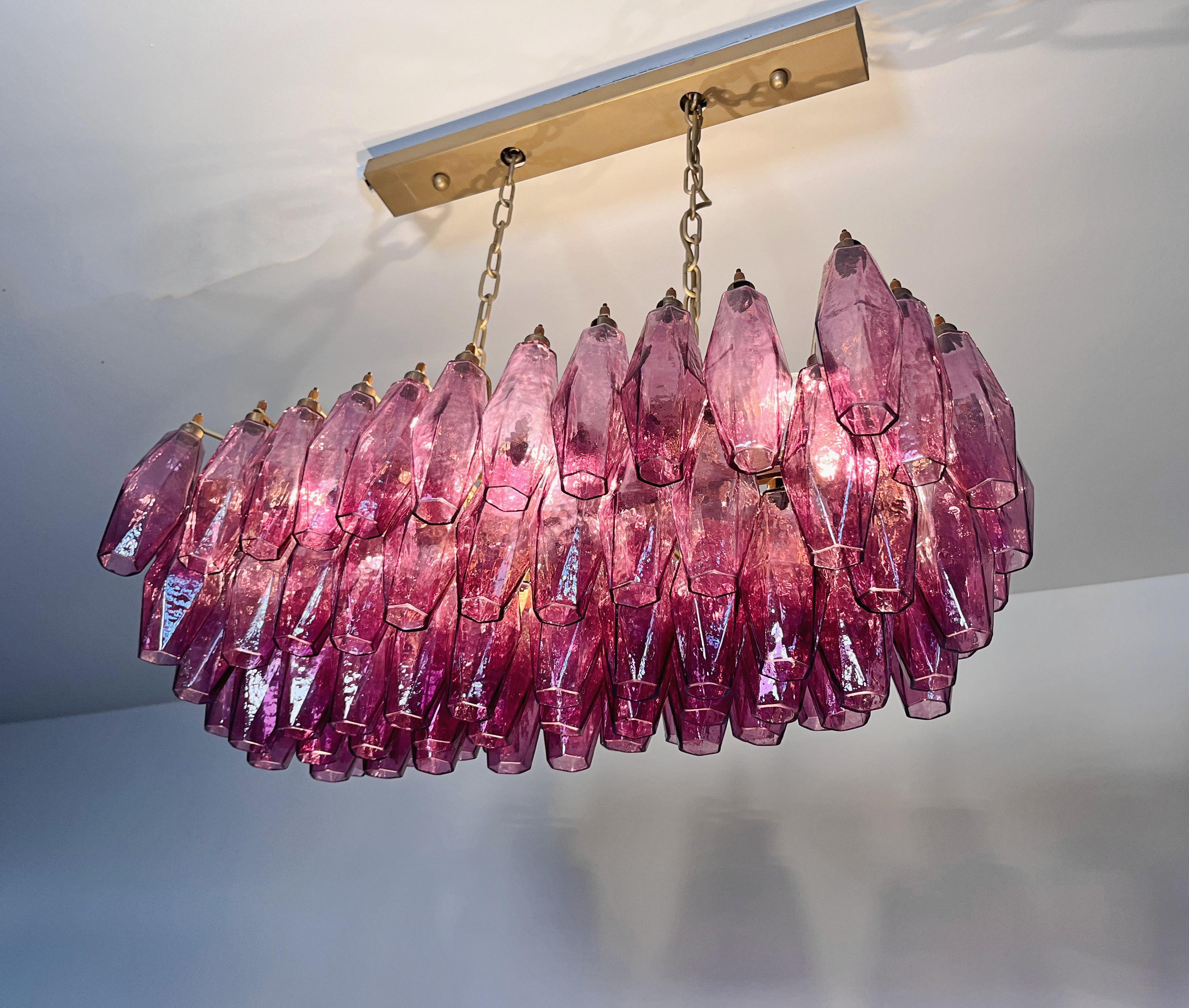 Elegant Murano Poliedri Chandelier - Carlo Scarpa - 84 amethyst glasses in vendita 11