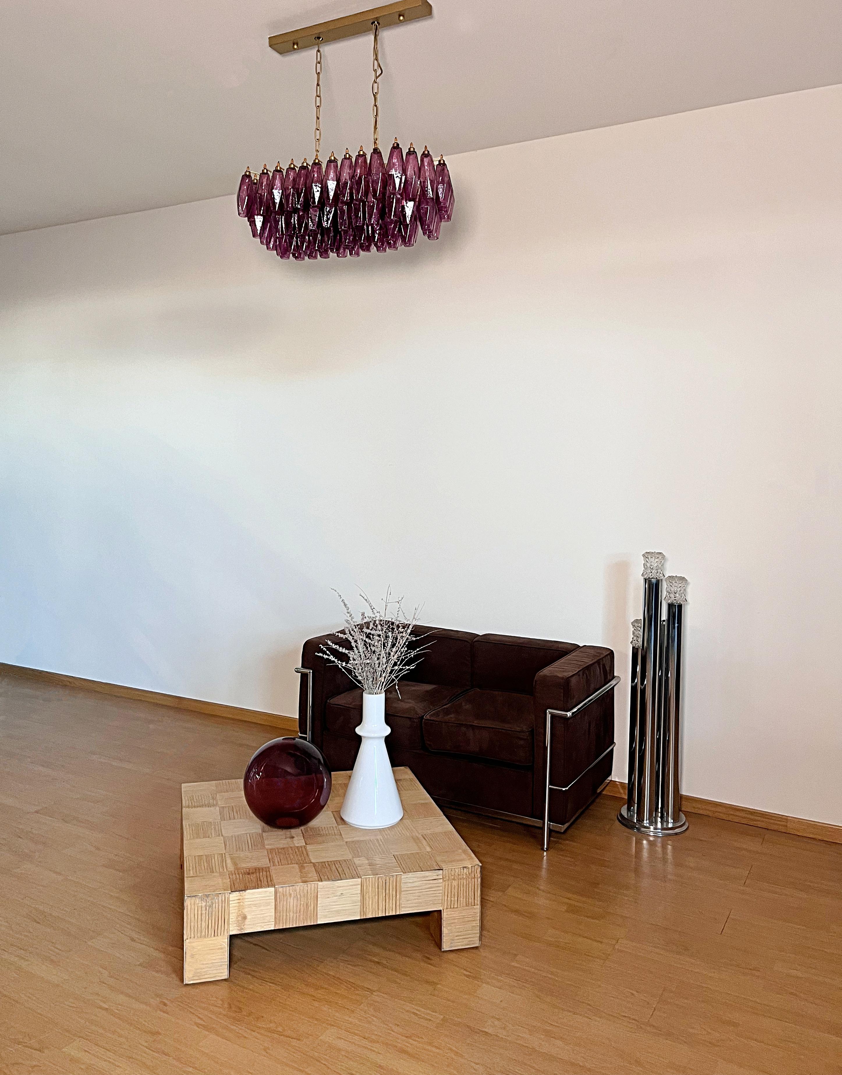 Mid-Century moderno Elegant Murano Poliedri Chandelier - Carlo Scarpa - 84 amethyst glasses in vendita