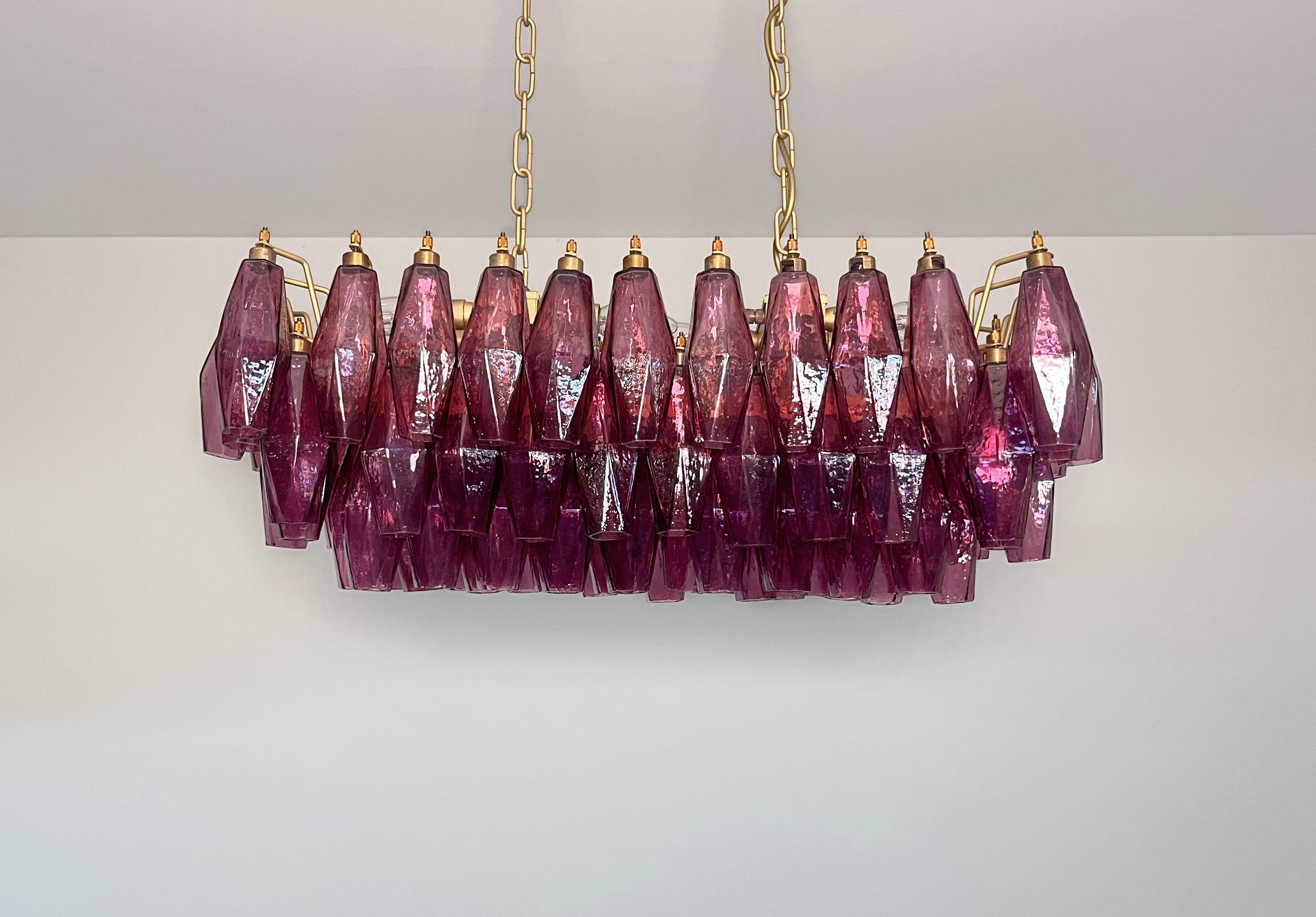 Elegant Murano Poliedri Chandelier - Carlo Scarpa - 84 amethyst glasses In condizioni buone in vendita a Gaiarine Frazione Francenigo (TV), IT