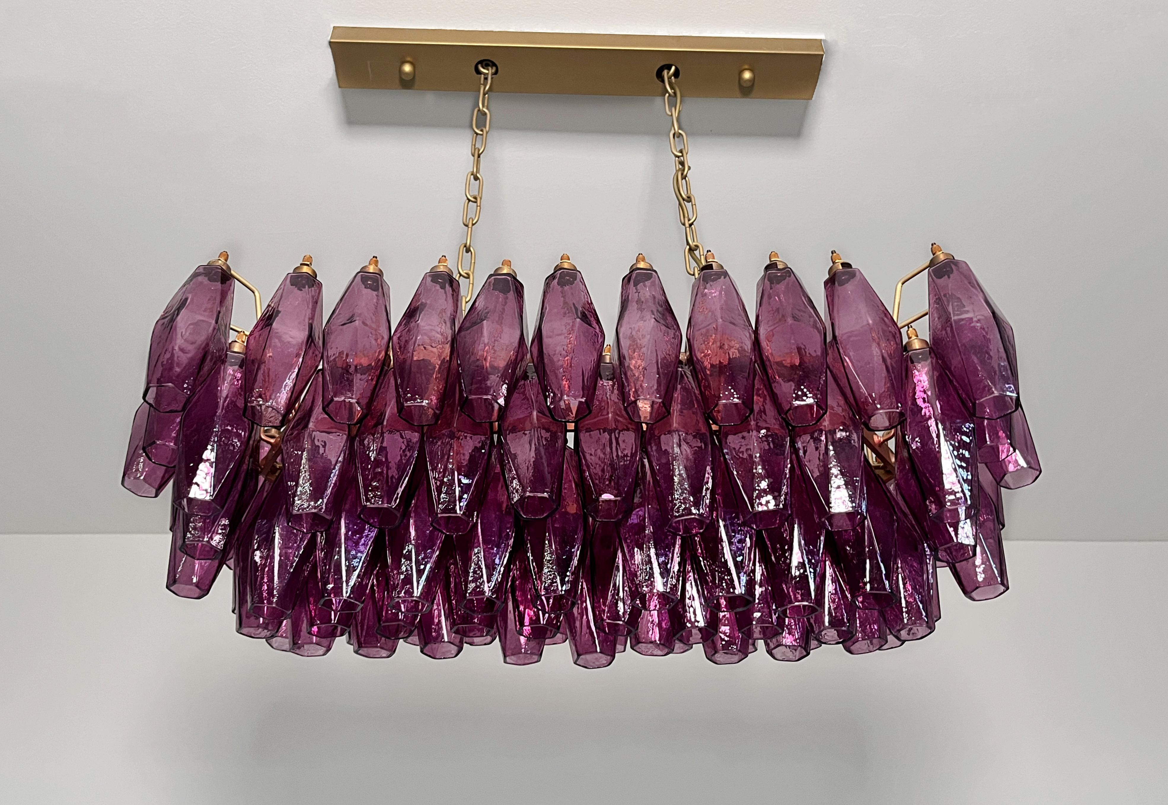 20th Century Elegant Murano Poliedri Chandelier - Carlo Scarpa - 84 amethyst glasses in vendita