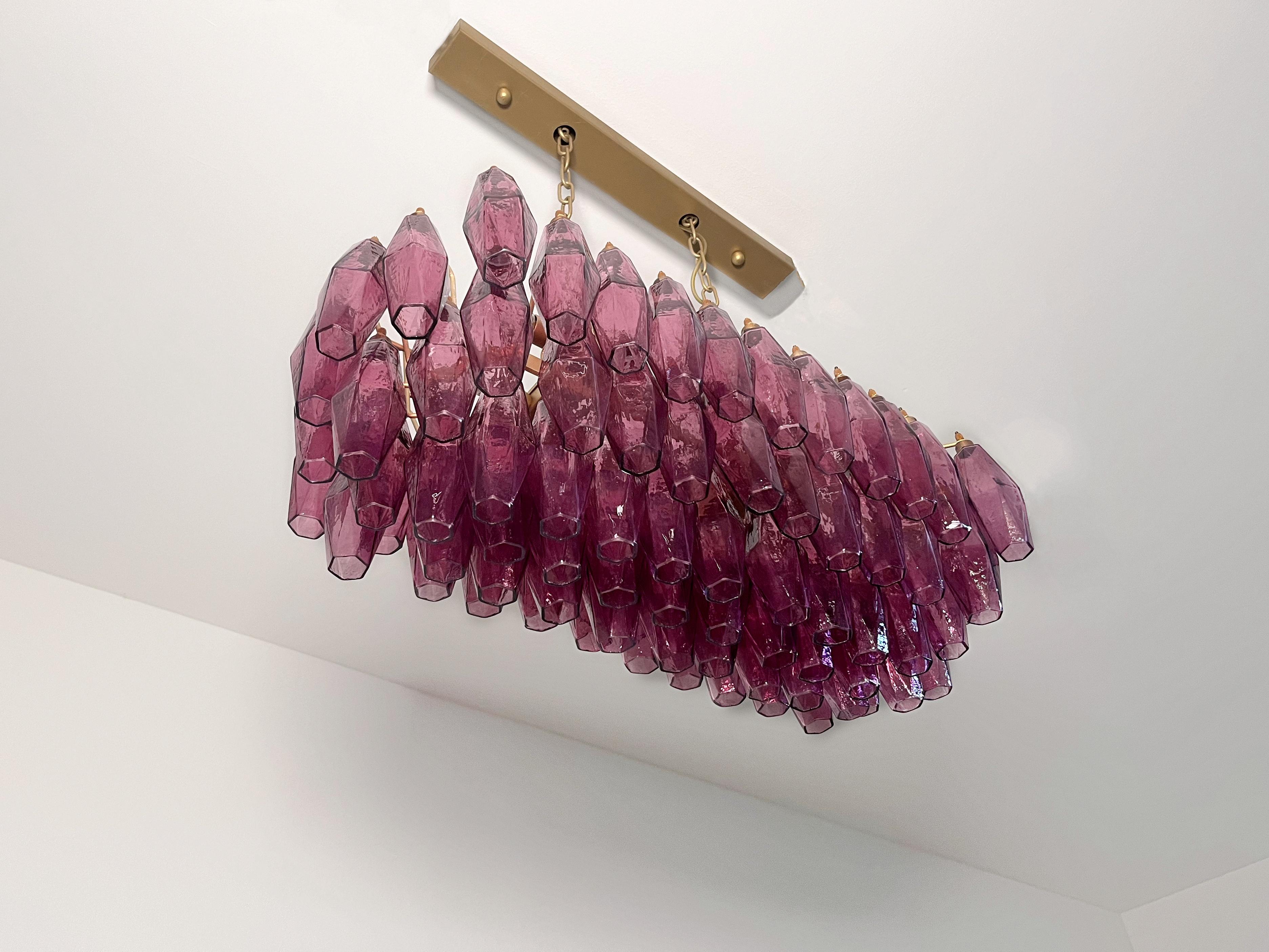 Vetro artistico Elegant Murano Poliedri Chandelier - Carlo Scarpa - 84 amethyst glasses in vendita