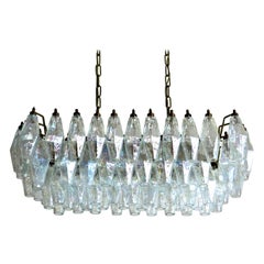Elegante lampadario di Murano Poliedri, Carlo Scarpa, 84 vetri iridescenti