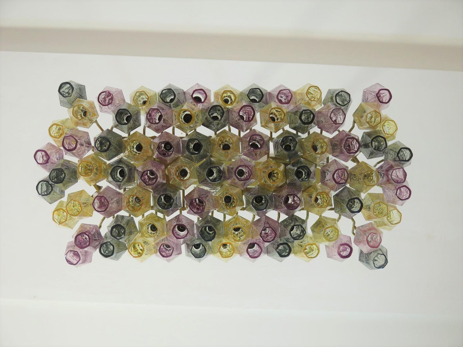 Elegant Murano Poliedri Chandelier Carlo Scarpa 84 Multicolored Glasses For Sale 13