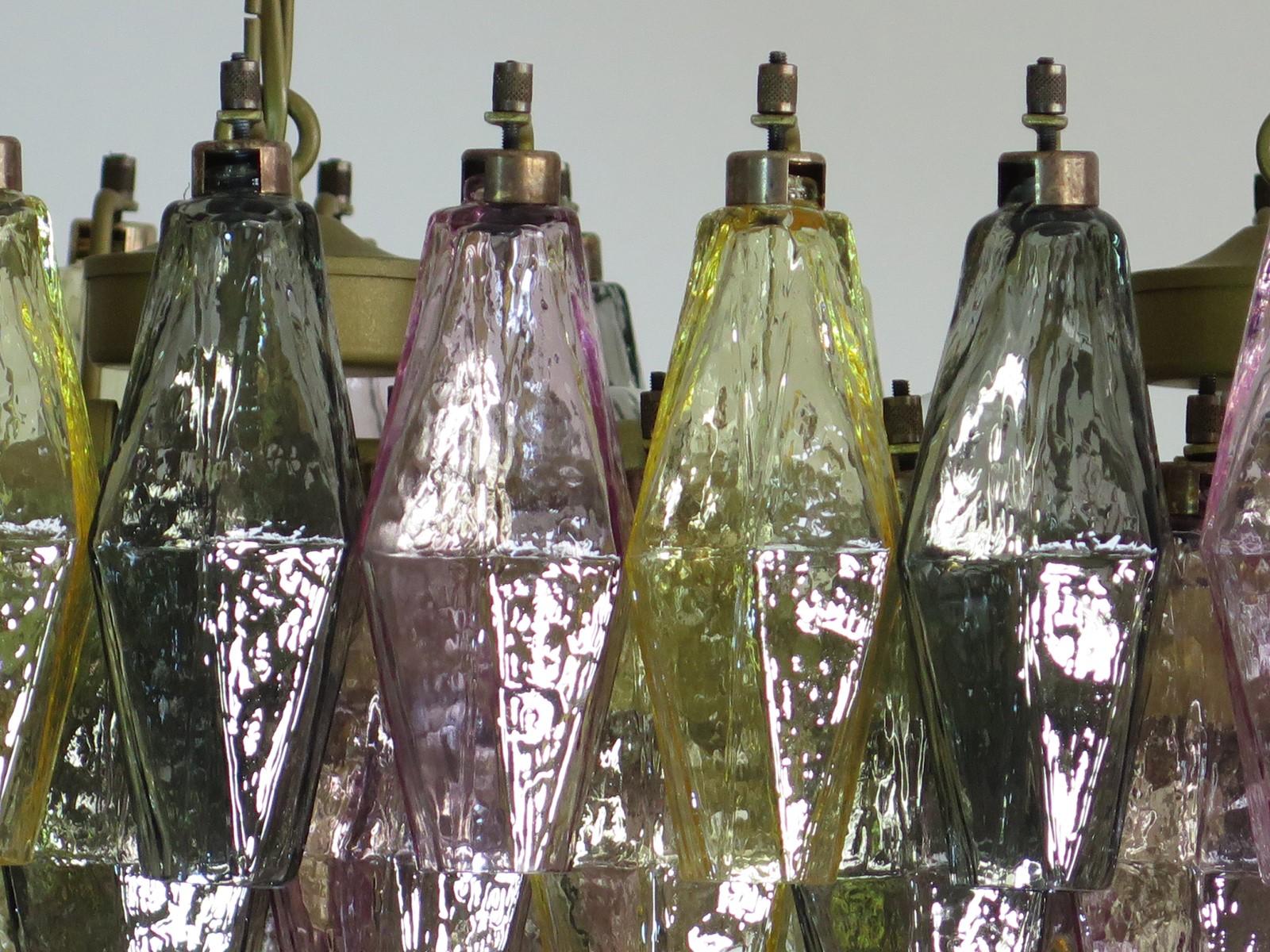 Elegant Murano Poliedri Chandelier Carlo Scarpa 84 Multicolored Glasses For Sale 3